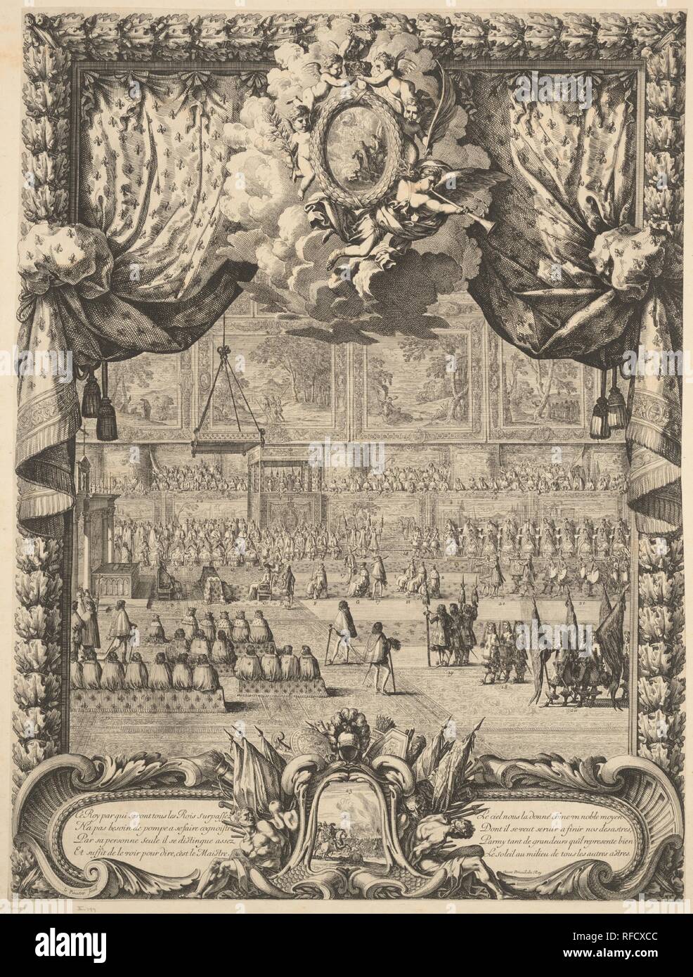 Die Krönung von Louis XIV. Artist: Jean Le Pautre (Französisch, Paris 1618-1682 Paris). Maße: Blatt: 24 13/16 x 18 7/8 in. (63,1 x 47,9 cm). Herausgeber: von edme Martin veröffentlicht. Datum: 1655. Museum: Metropolitan Museum of Art, New York, USA. Stockfoto