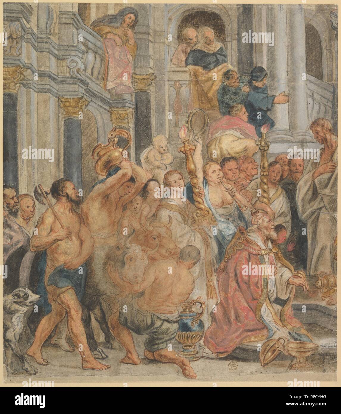 Der hl. Paulus in Lystra. Artist: Jacob Jordaens (Flandern, Antwerpen Antwerpen 1593-1678). Abmessungen: 406x 14 5/16 in. (41,1 x 36,3 cm). Datum: 17. Museum: Metropolitan Museum of Art, New York, USA. Stockfoto