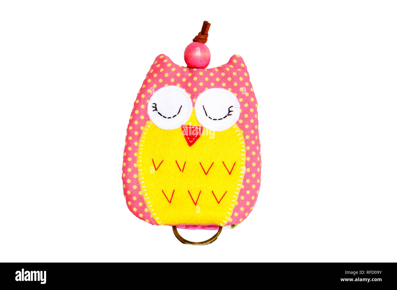 DIY Handarbeit Tastaturabdeckung Eule doll Pattern von farbenfrohen Stoffen und Leder und Kunststoff Perlen in der Werkstatt im thailändischen Stil bei Nonthaburi, Thailand, Stockfoto