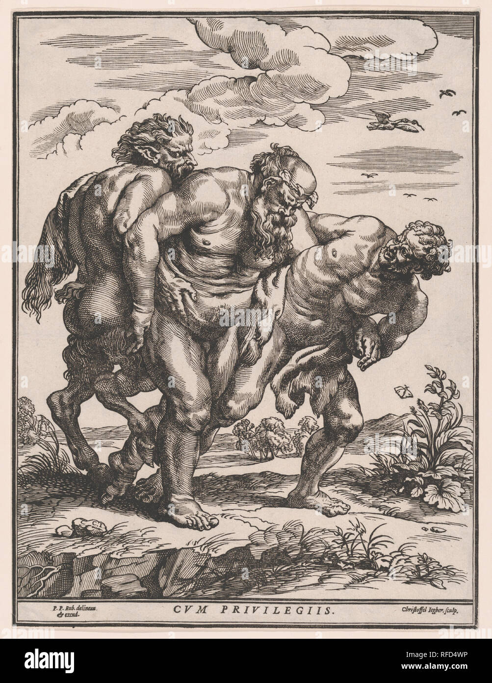 Der März der Silen. Artist: Nach Peter Paul Rubens (Flämische, Siegen 1577-1640 Antwerpen); Christoffel Jegher (Flämisch, 1596-1652/53). Maße: Blatt: 17 5/8 x 13 3/8 in. (44,7 × 33,9 cm). Datum: Ca. 1652. Museum: Metropolitan Museum of Art, New York, USA. Stockfoto