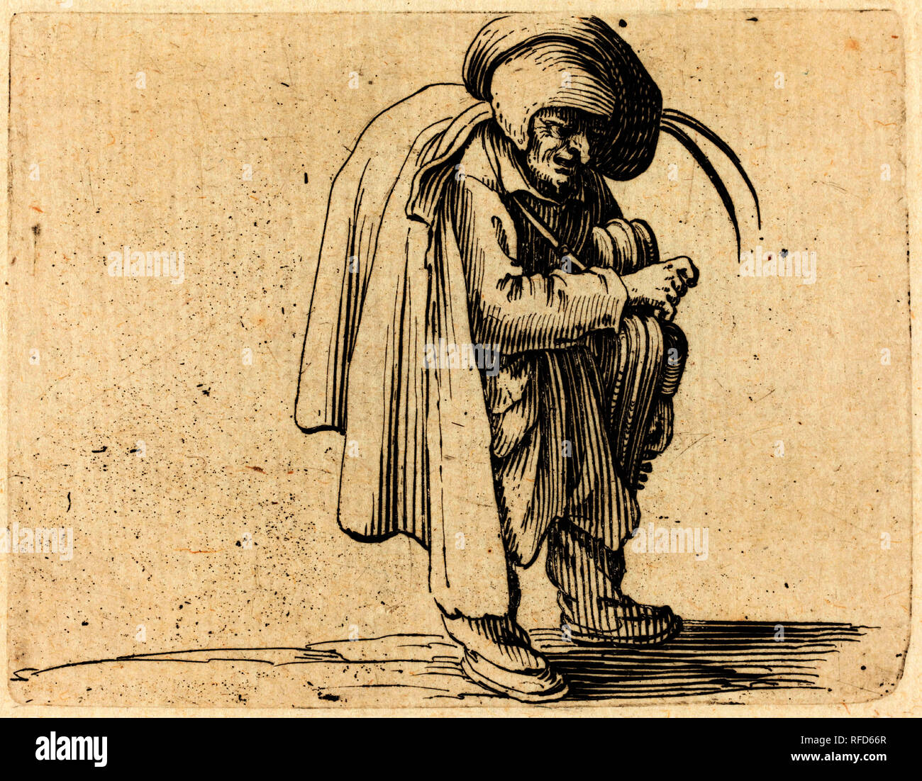 Die hurdy-gurdy-Player. Vom: C. 1622. Medium: Radierung und Gravur. Museum: Nationalgalerie, Washington DC. Autor: Jacques Callot. Stockfoto