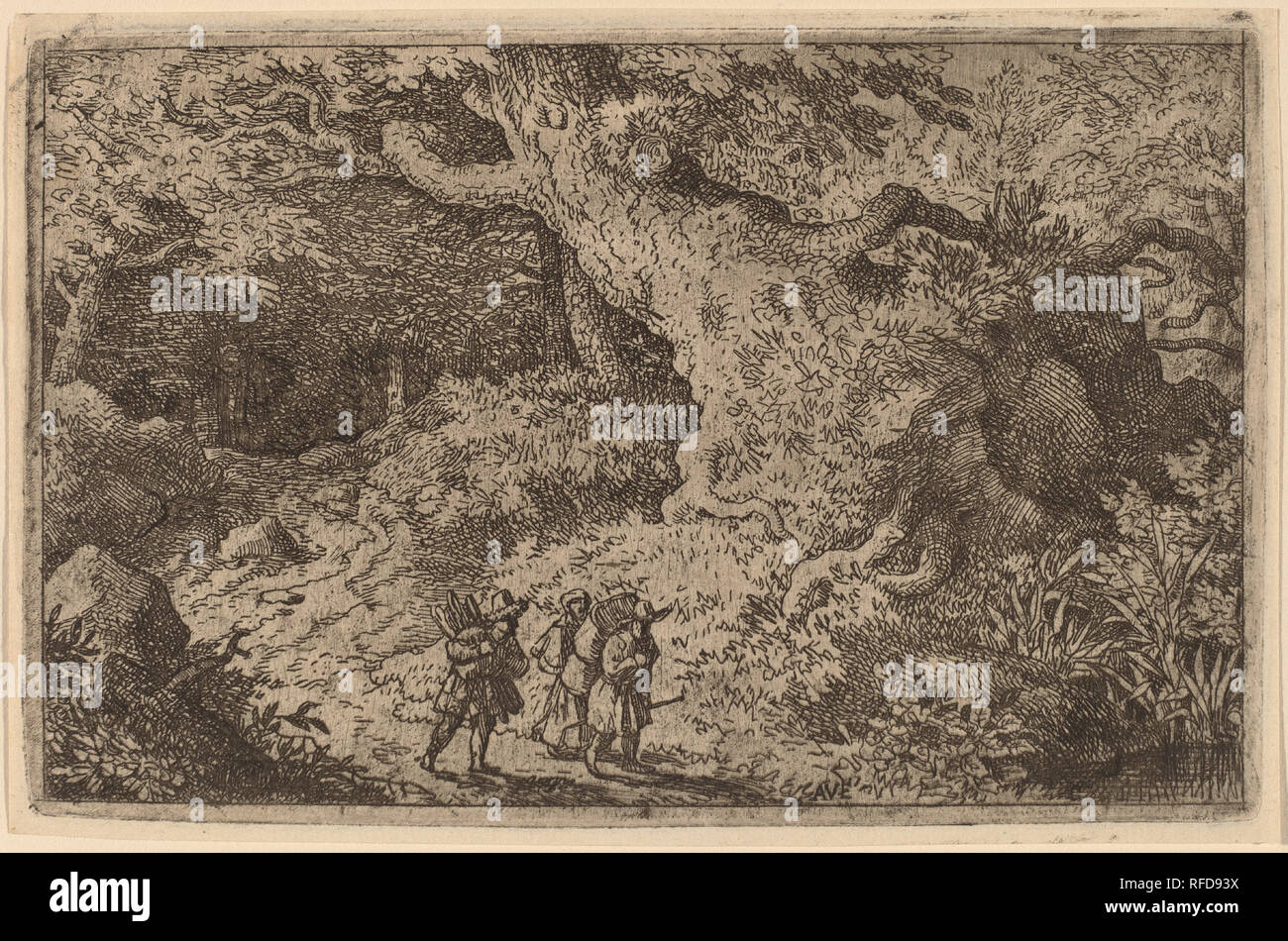 Einen dichten Wald. Vom: Wahrscheinlich C. 1645/1656. Medium: Radierung. Museum: Nationalgalerie, Washington DC. Autor: ALLART VAN EVERDINGEN. Stockfoto