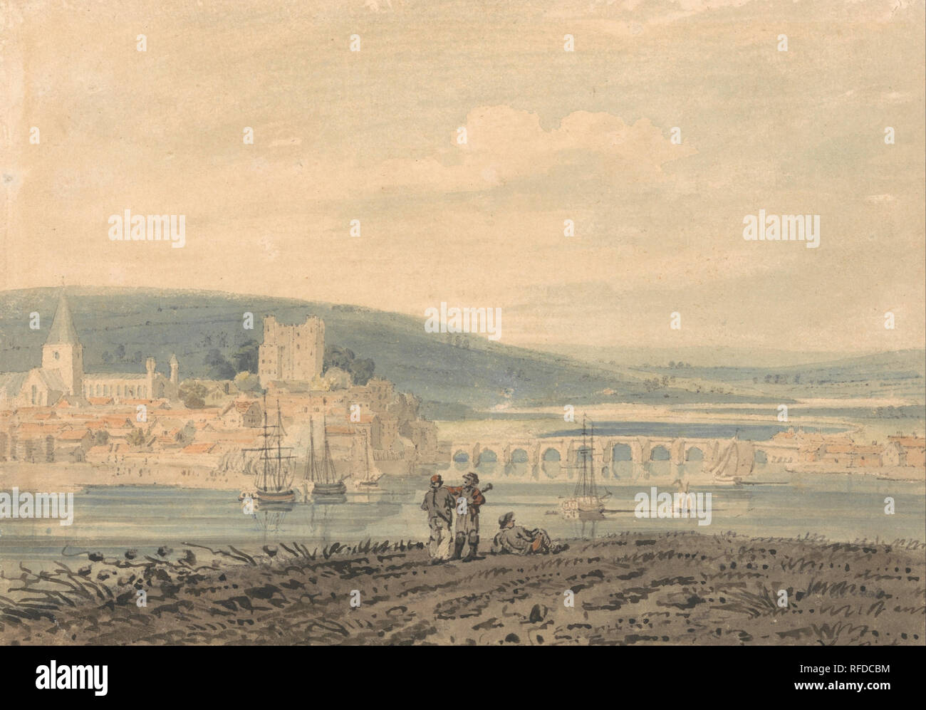 Anzeigen von Rochester. Datum/Zeitraum: 1791. Malerei. Aquarell. Höhe: 133 mm (5.23 in); Breite: 189 mm (7.44 in). Autor: Thomas Girtin. Stockfoto