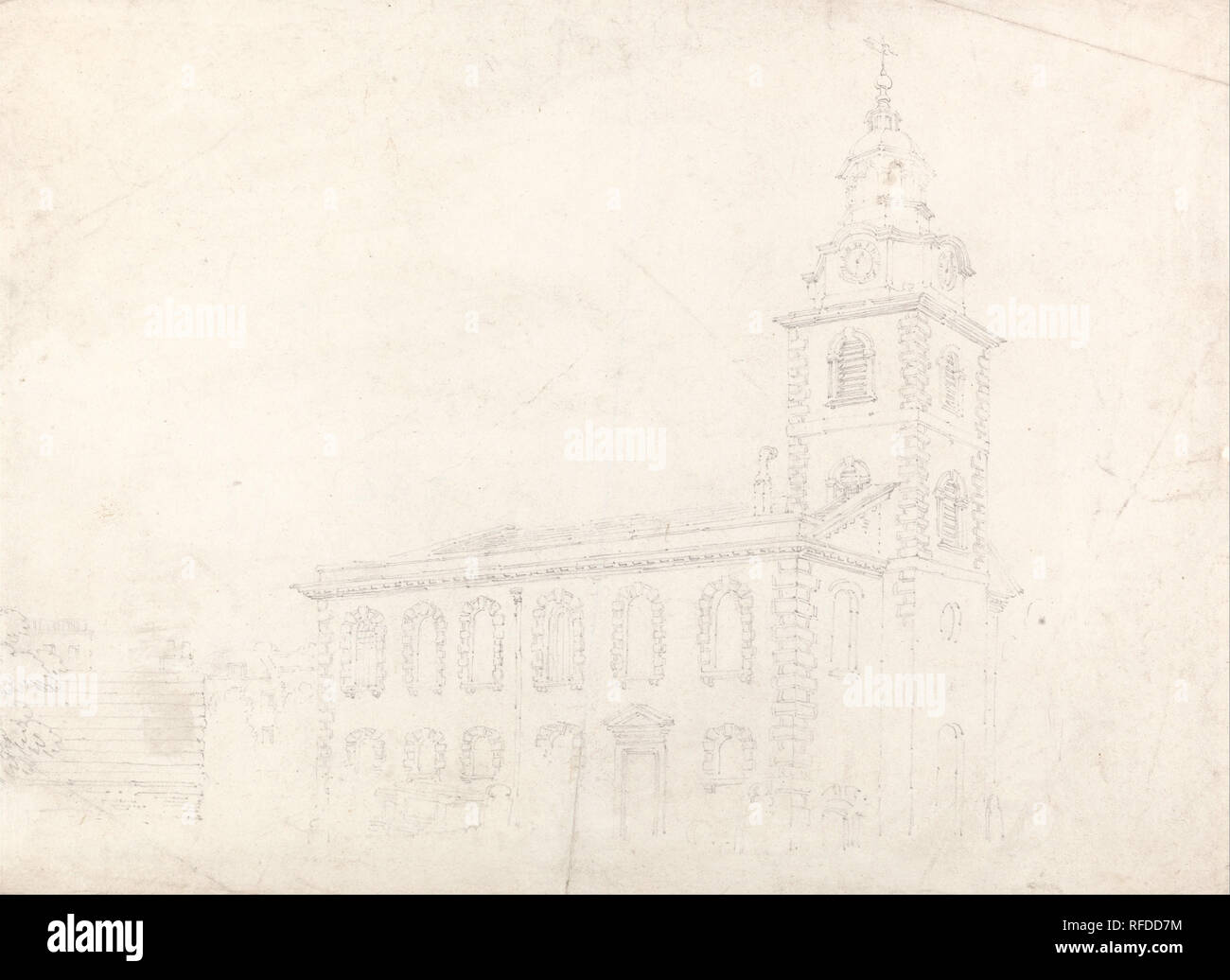 Christus Kirche, Blackfriars, London. Datum/Zeitraum: Zwischen 1792 und 1794. Architektonische betrifft. Graphit auf Medium, leicht strukturierte, beige, webten Papier. Höhe: 244 mm (9,60 in); Breite: 335 mm (13.18 in). Autor: Thomas Girtin. Stockfoto
