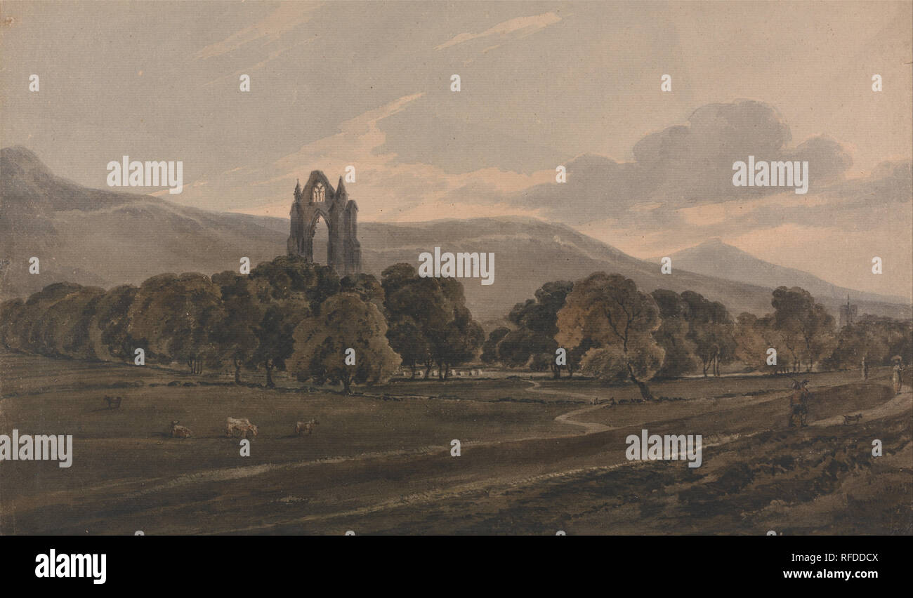 Guisborough Priorat. Landschaft. Aquarell über Graphit auf Medium, mäßig strukturierten, beige, Bütten. Höhe: 303 mm (11,92 in); Breite: 511 mm (20.11 in). Autor: Thomas Girtin. Stockfoto