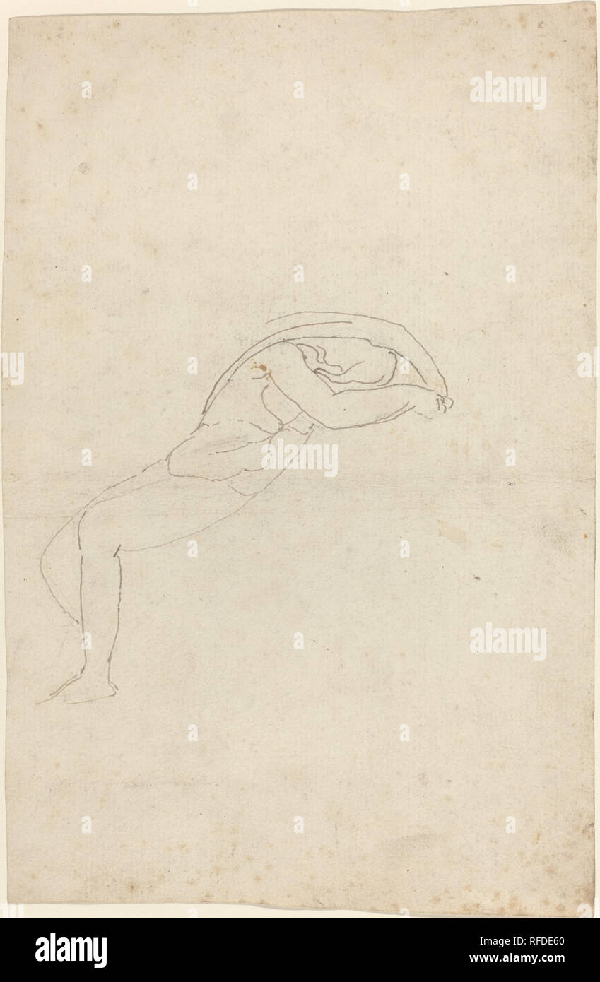 Studie eines Semi-Reclining Abbildung. Maße: gesamt: 25,3 x 16,9 cm (9 15/16 x 6 5/8 in.). Medium: Stift und brauner Tinte über Graphit auf Bütten. Museum: Nationalgalerie, Washington DC. Autor: John FLAXMAN. Stockfoto