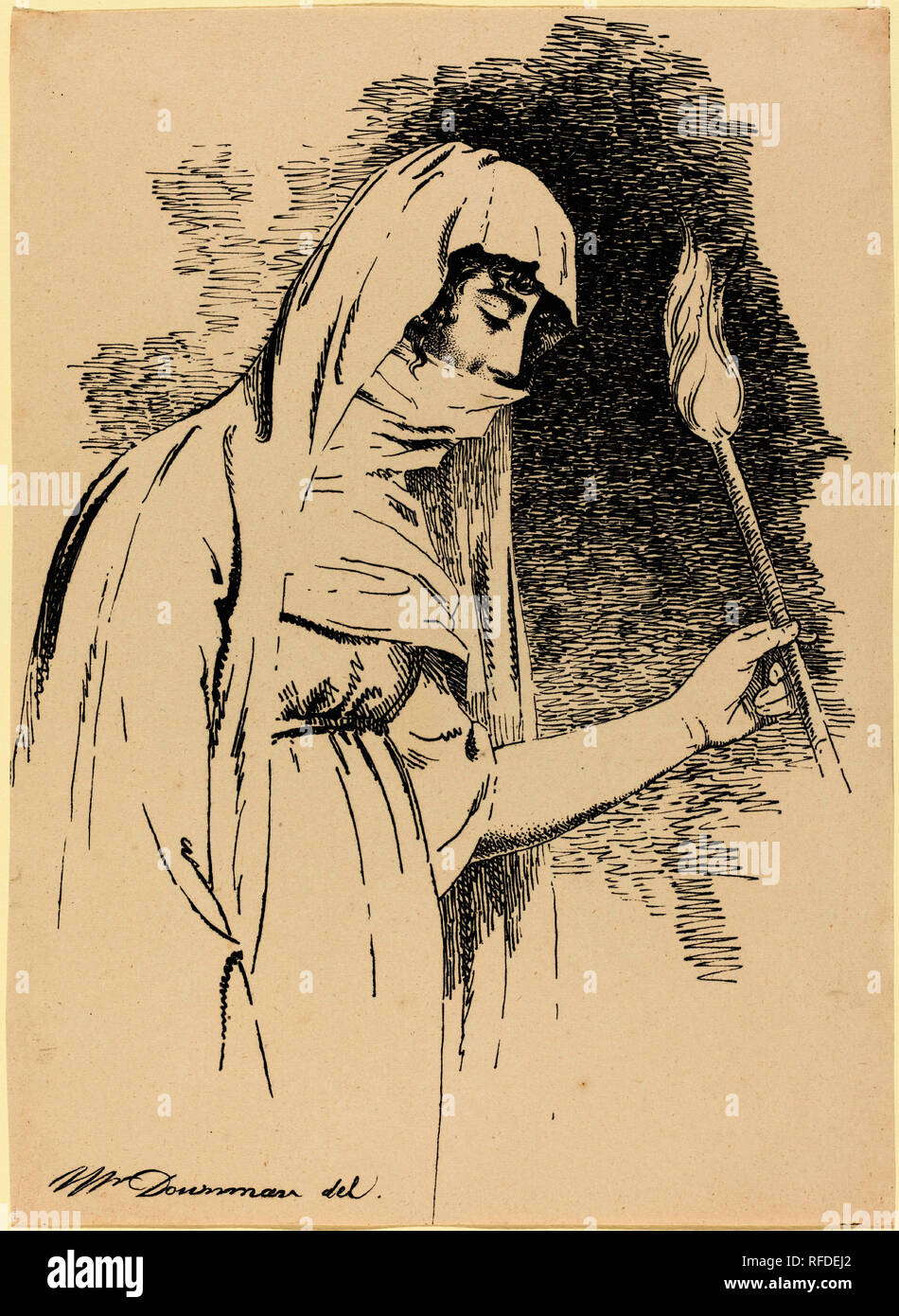 Orientalische Frau, die eine Fackel. Stand: 1806. Medium: Feder und Tusche Lithographie. Museum: Nationalgalerie, Washington DC. Autor: John Downman. Stockfoto