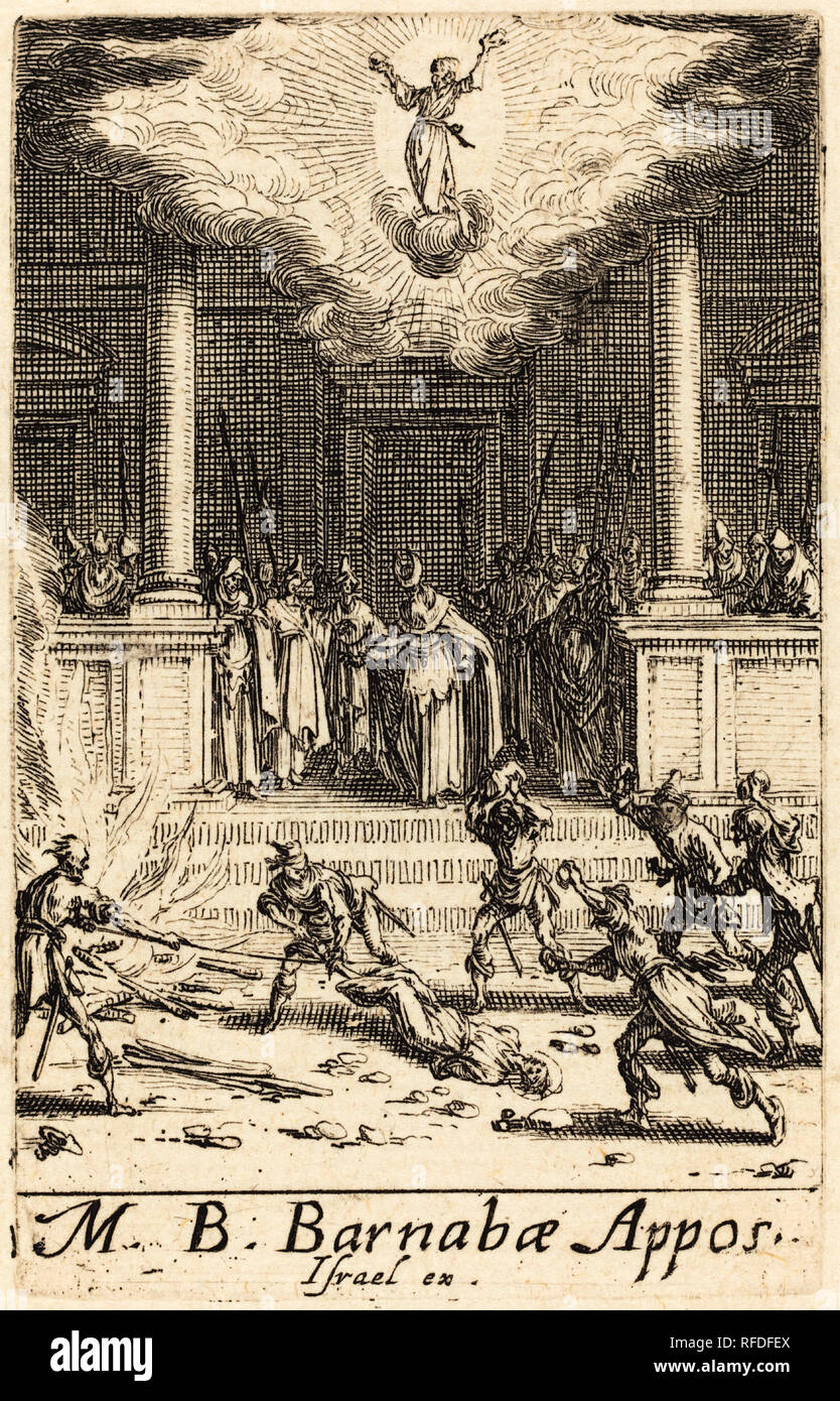 Das Martyrium des hl. Barnabas. Vom: C. 1634/1635. Medium: Radierung. Museum: Nationalgalerie, Washington DC. Autor: Jacques Callot. Stockfoto
