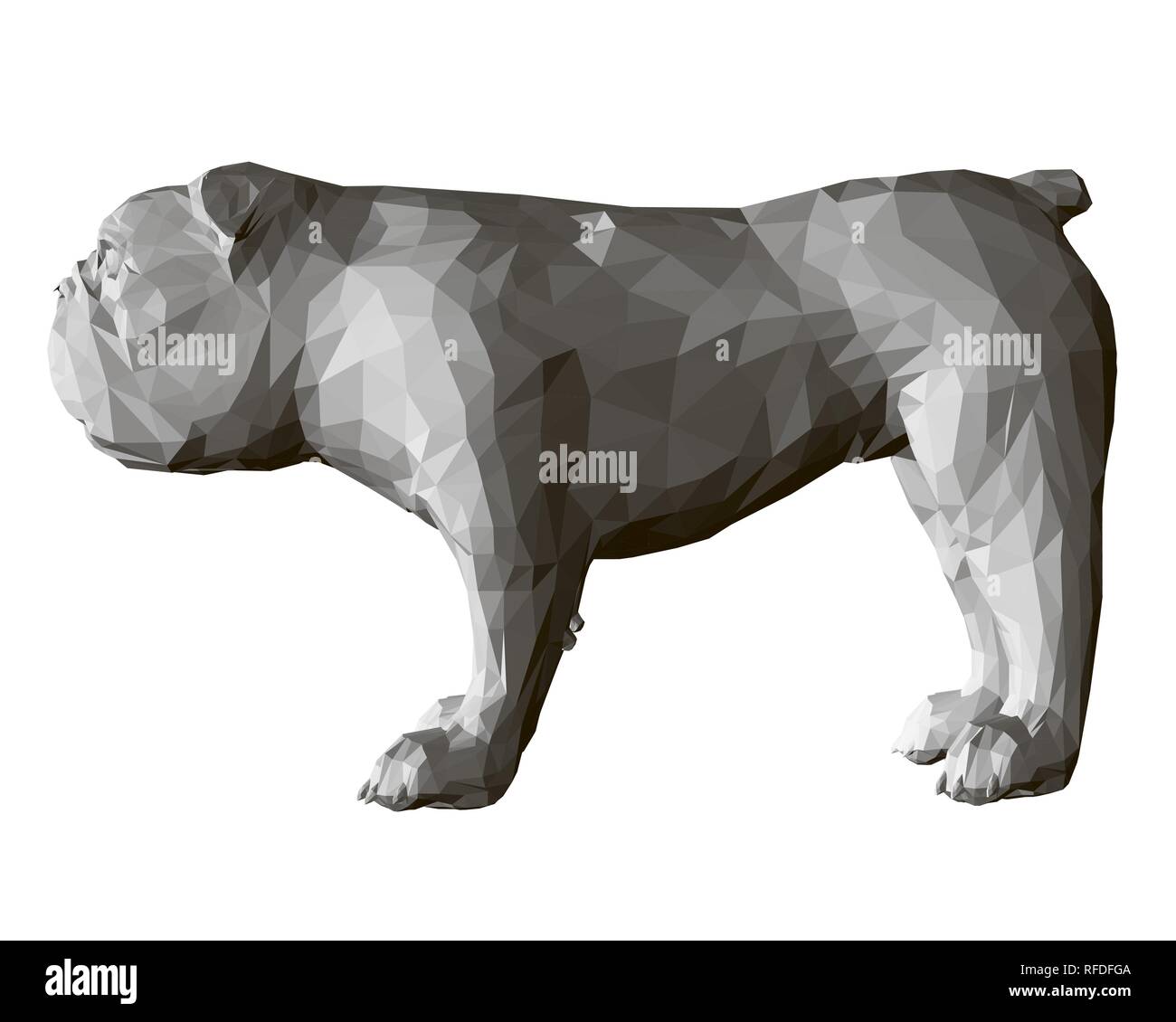 Polygonale Bulldog 3 D. Von der Seite. Vector Illustration. Stock Vektor