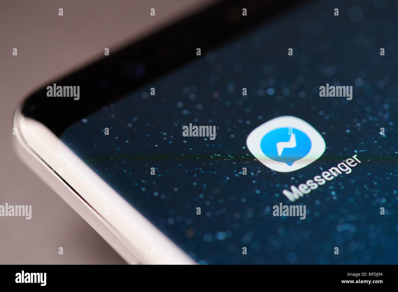 New York, USA - Januar 24, 2019: Facebook Messenger App auf Bildschirm des Smartphones Nähe zu sehen. Stockfoto