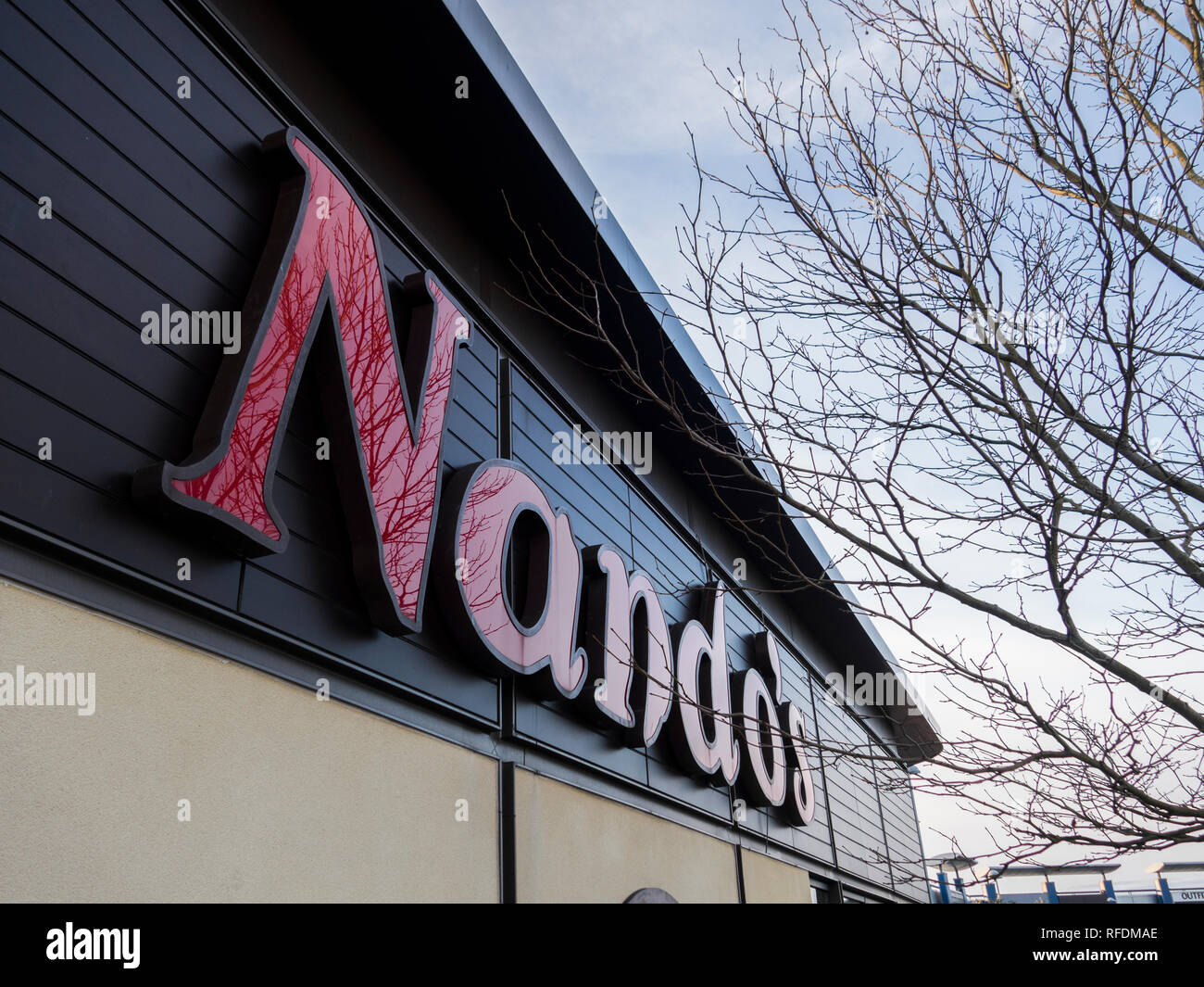 Nando's Chicken Store anmelden bei Manchester Fort Stockfoto
