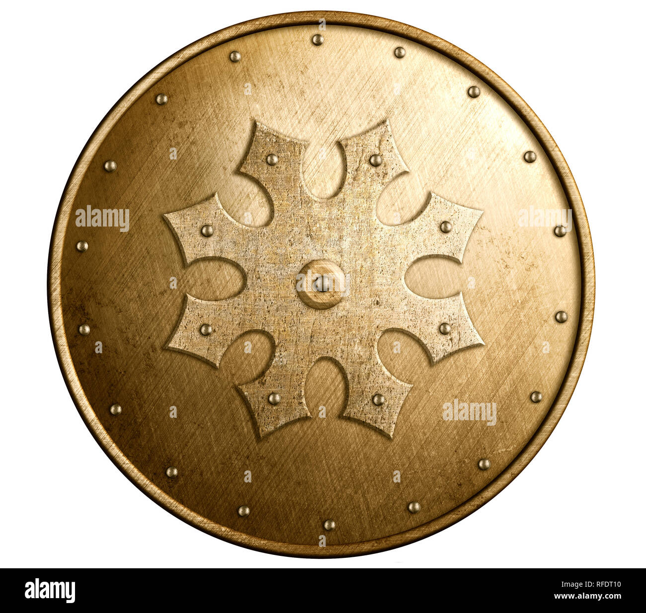 Große Bronze Metall Schild isoliert 3 Abbildung d Stockfoto