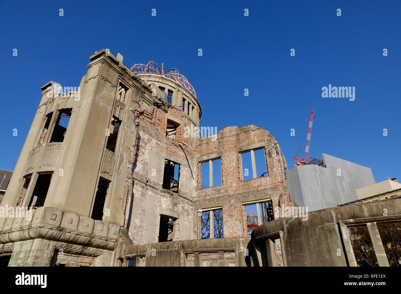 Atomic Bomb Dome (Genbaku) in Hiroshima, Japan. Es war die einzige Struktur bleiben in dem Bereich, wo die erste Atombombe explodierte am 6. August 1. Stockfoto