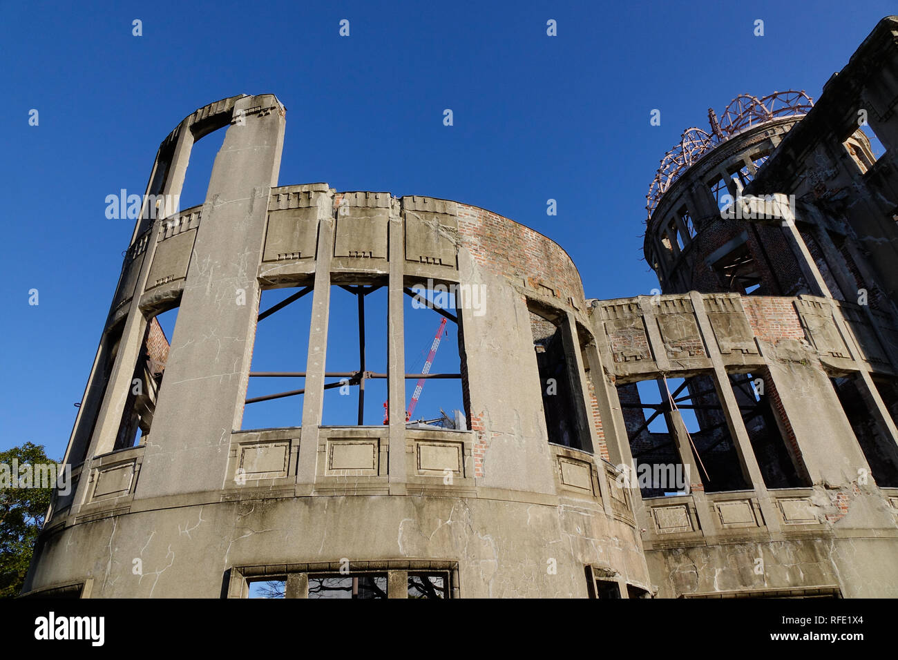 Atomic Bomb Dome (Genbaku) in Hiroshima, Japan. Es war die einzige Struktur bleiben in dem Bereich, wo die erste Atombombe explodierte am 6. August 1. Stockfoto