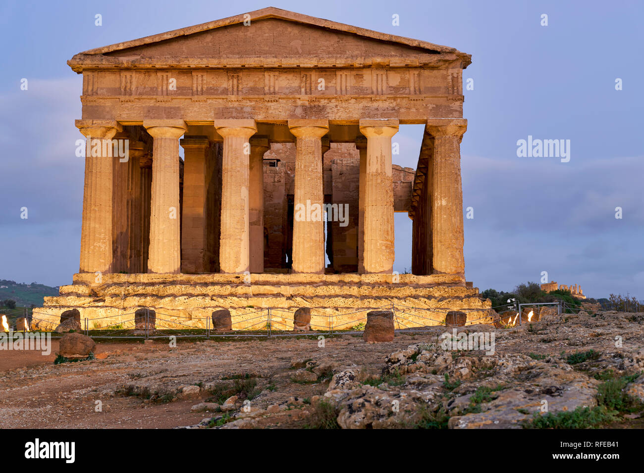 Tempel der Concordia (Tempio della Concordia). Valle dei Templi (Tal der Tempel). Agrigento Sizilien Italien Stockfoto