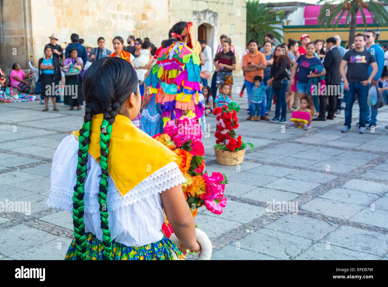 Die lokale Bevölkerung im traditionellen Kostüm, Oaxaca, Mexiko Stockfoto