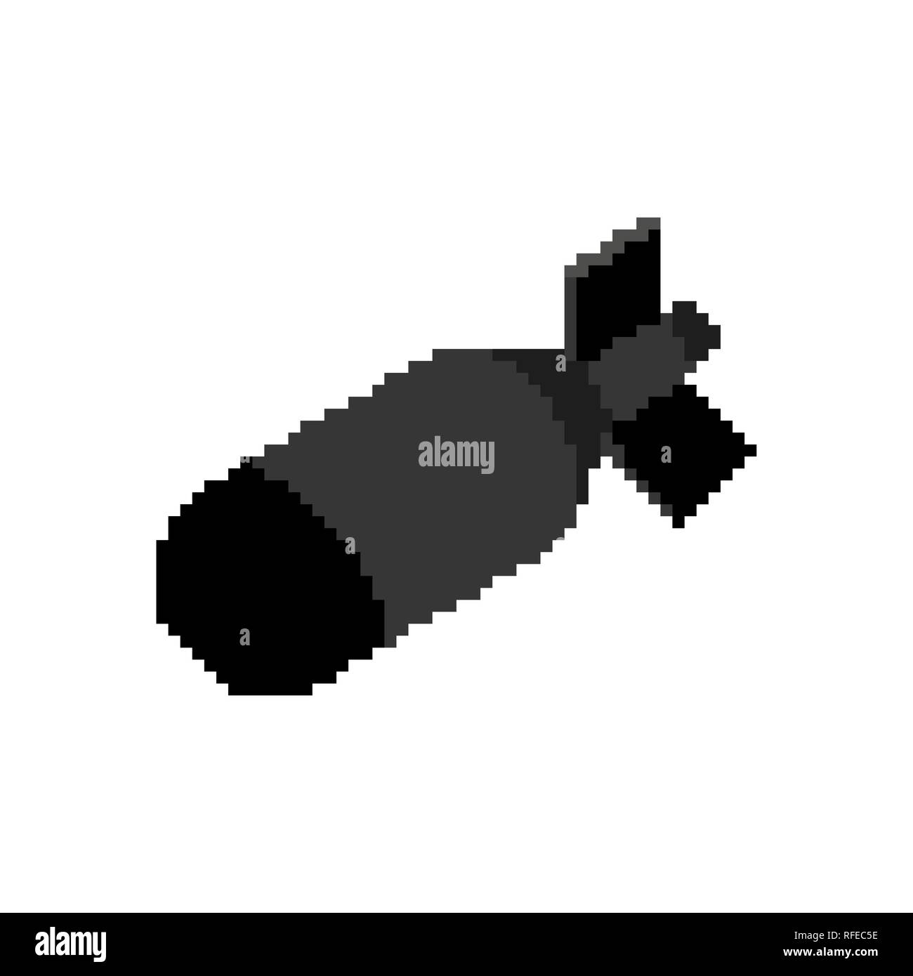 Bombe pixel Art. Torpedo 8 Bit. bombshell Grafiken altes Spiel. Stock Vektor