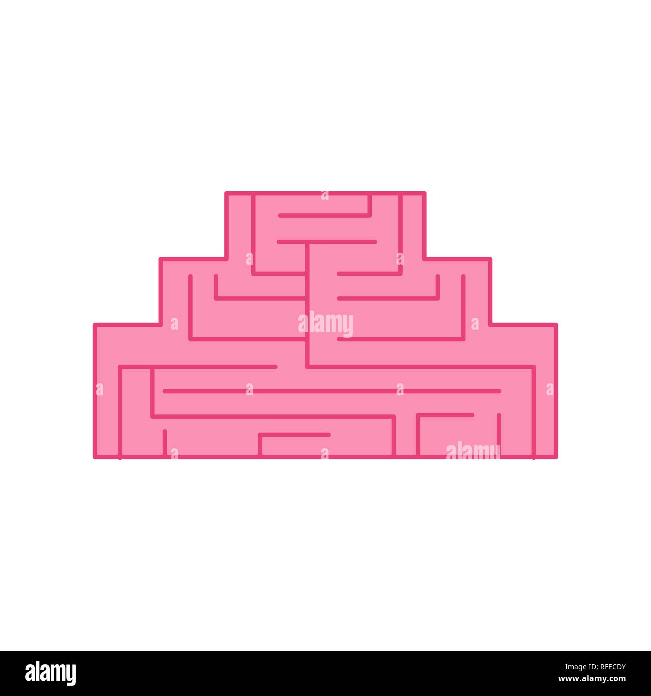 Gehirn Geometrie Labyrinth Symbol. Quadrate Gehirnen. Vektor Stock Vektor