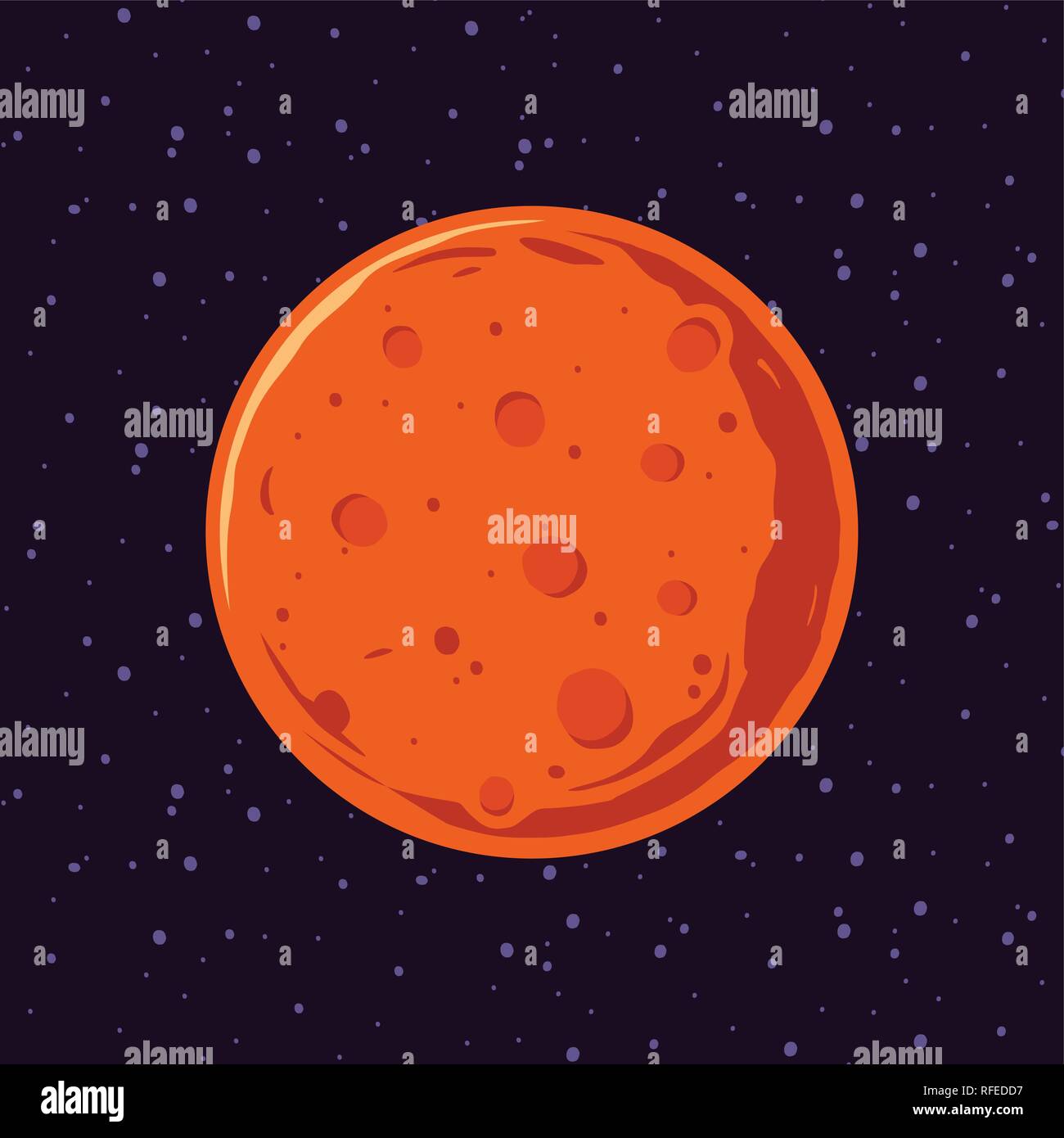 Cartoon von Mars, Planeten im Sonnensystem. Sternwarte und Sterne Universum. Astronomie Galaxie illustration Vektor. Stock Vektor