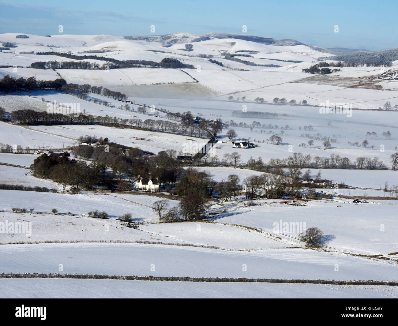 Verschneite Landschaft von rauen Seite, in der Nähe von Broughton, südlichen Hochländer, Schottland Stockfoto