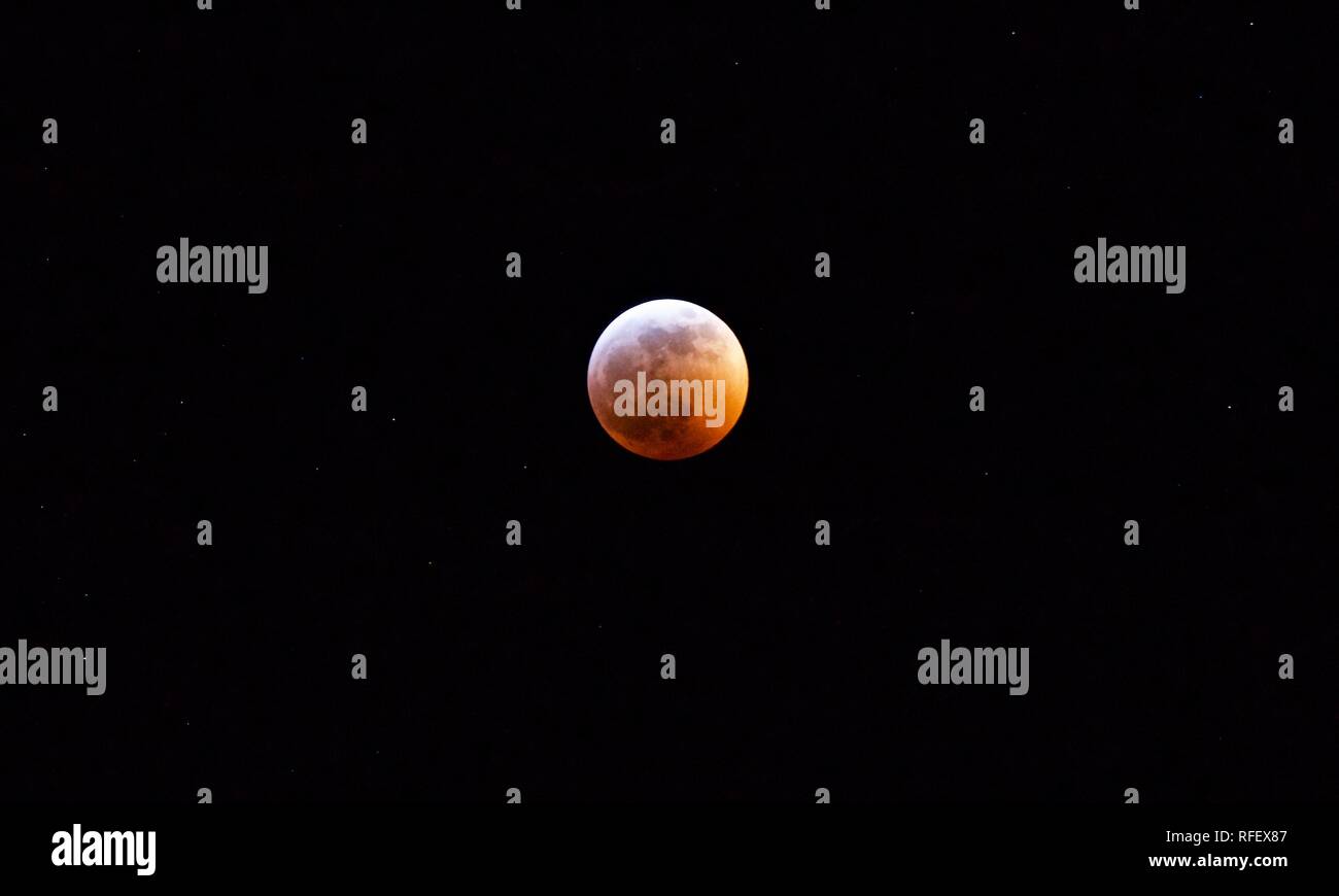 Mondfinsternis - Super Wolf Blut Mond Stockfoto