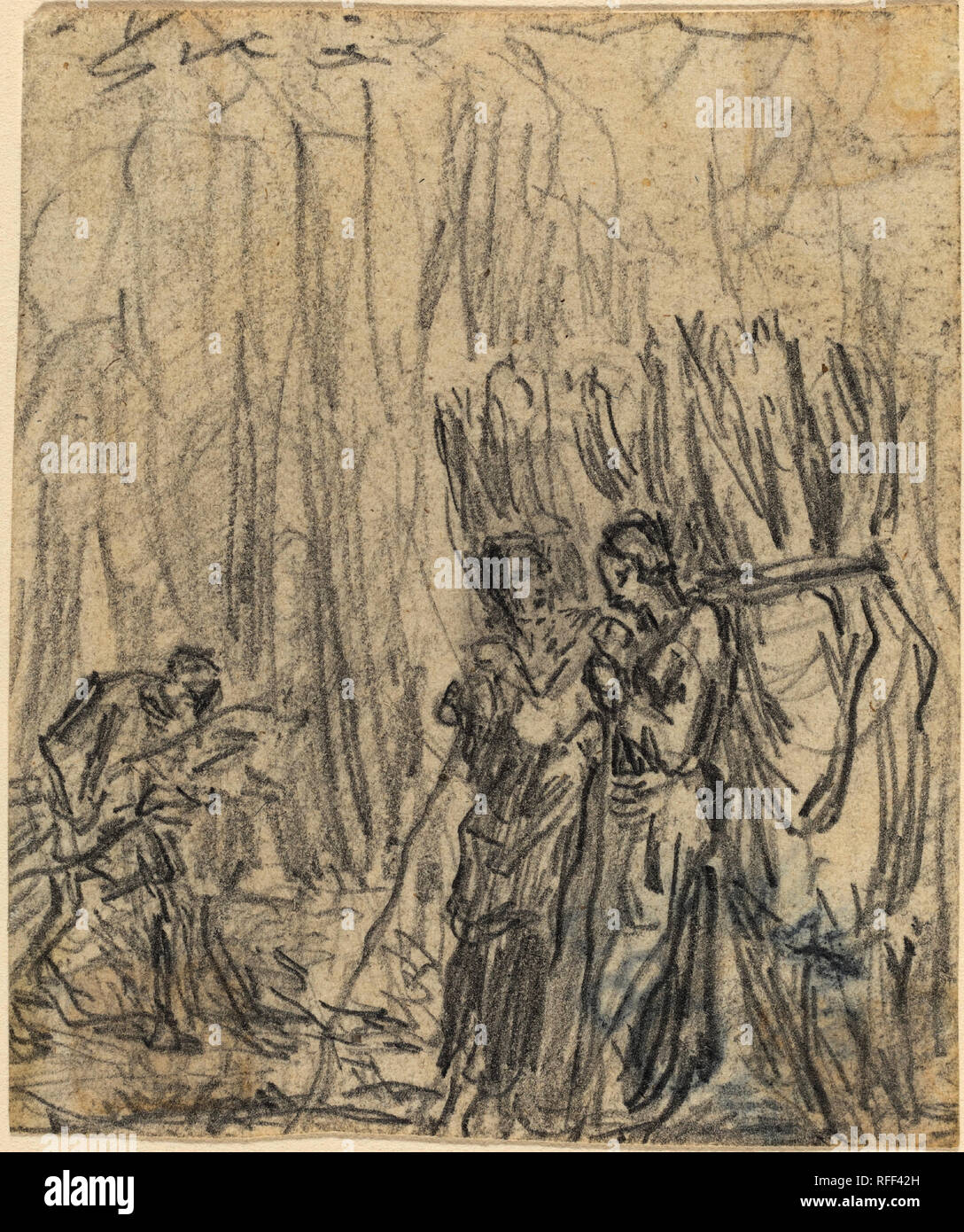 Gleaners. Maße: Gesamt: 7,9 x 6,6 cm (3 1/8 x 2 5/8 in.). Medium: Graphit auf Papier webten. Museum: Nationalgalerie, Washington DC. Autor: Theodore Rousseau. Stockfoto