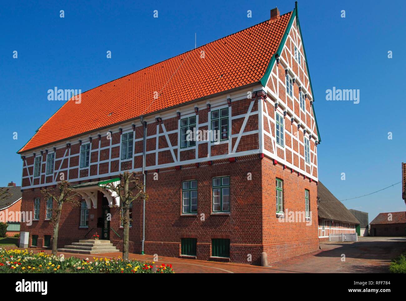 Werth'scher Hof, Herrenhaus aus dem 17. Jahrhundert, historisches Gebäude, Borstel, Gemeinde Jork, Altes Land, Landkreis Stade Stockfoto