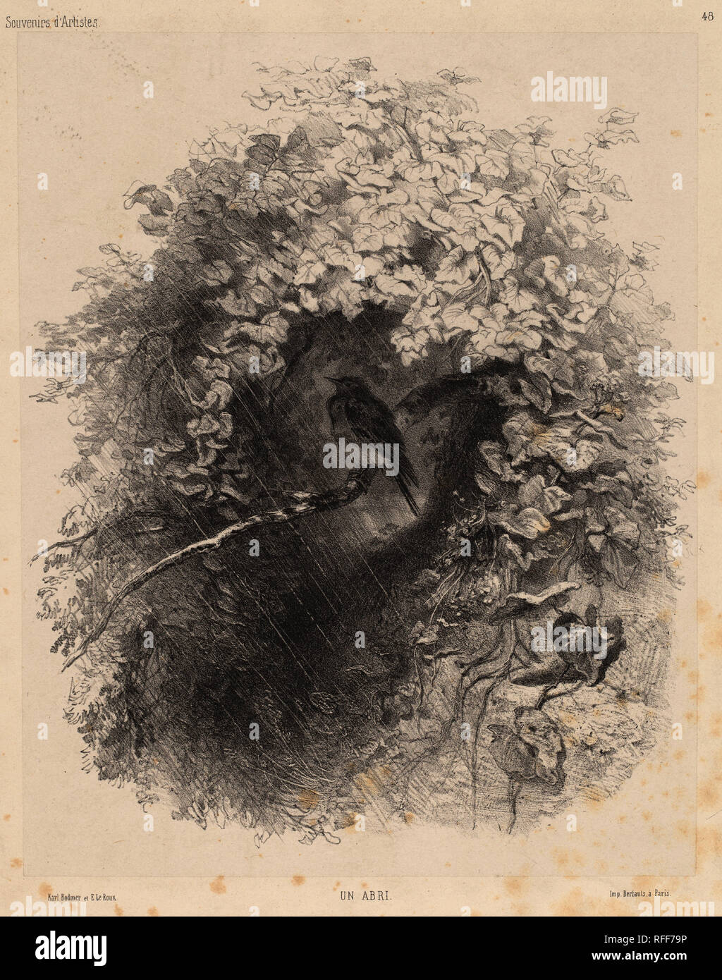 Un Abri (Tierheim). Stand: 1858. Maße: Blatt: 25,1 x 20 cm (9 7/8 x 7 7/8 in.) Support: 43,5 x 29,9 cm (17 1/8 x 11 3/4 in.). Medium: Lithographie in Schwarz auf Chine collé. Museum: Nationalgalerie, Washington DC. Autor: Karl Bodmer. Stockfoto