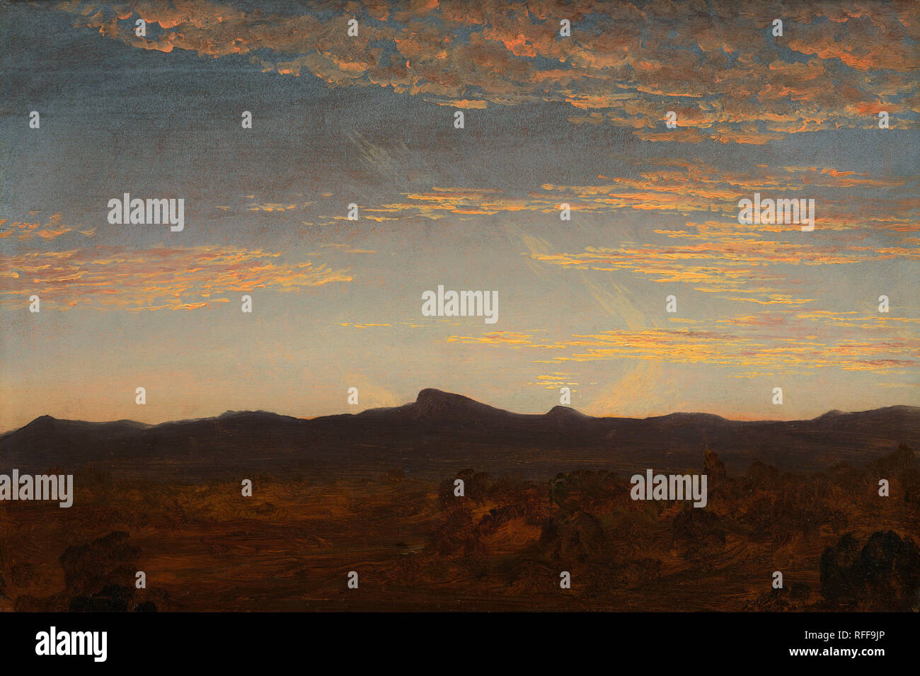 Studie für "Catskill Creek'. Vom: C. 1844/1845. Maße: gesamt: 30,5 x 45,7 cm (12 x 18 in.) gerahmt: 40 x 54,9 x 5,1 cm (15 3/4 x 21 5/8 x 2 in.). Medium: Öl auf Holz. Museum: Nationalgalerie, Washington DC. Autor: Thomas Cole. Stockfoto