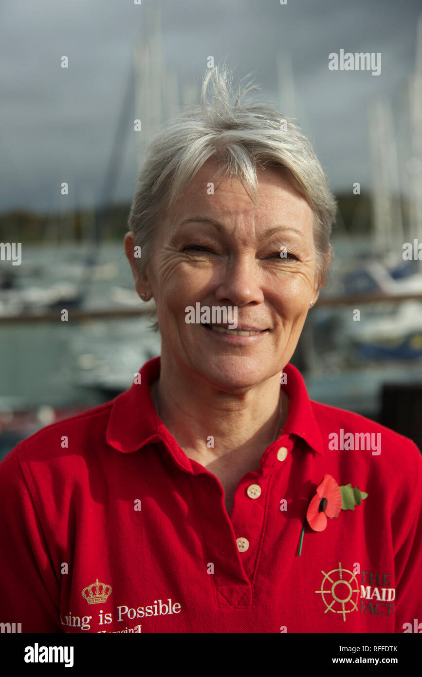 Britische sailor Tracy Edwards, der die erste Allgirl Crew im Jahr