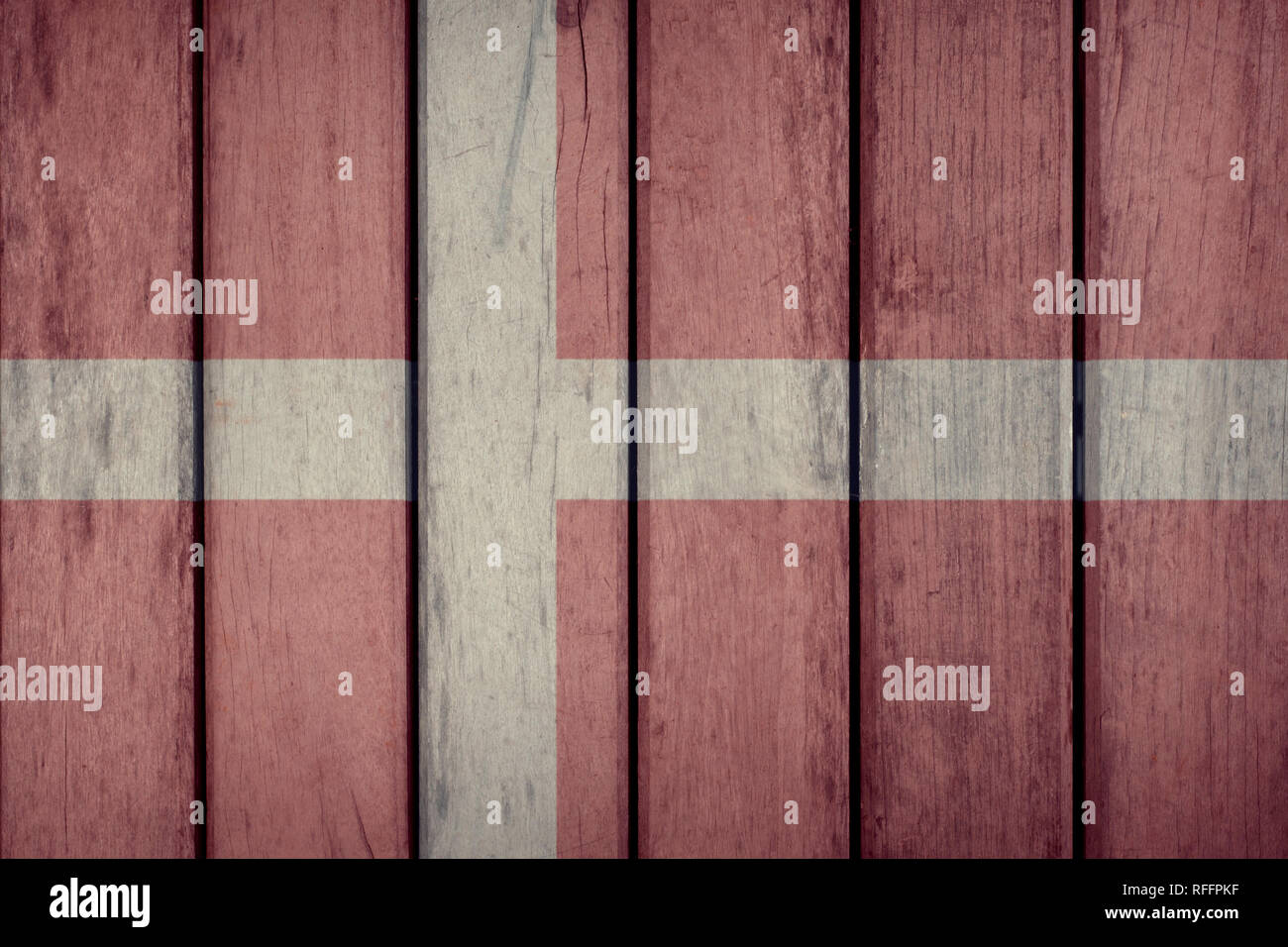 Dänemark Politik Nachrichten Konzept: die dänische Flagge Holzzaun Stockfoto