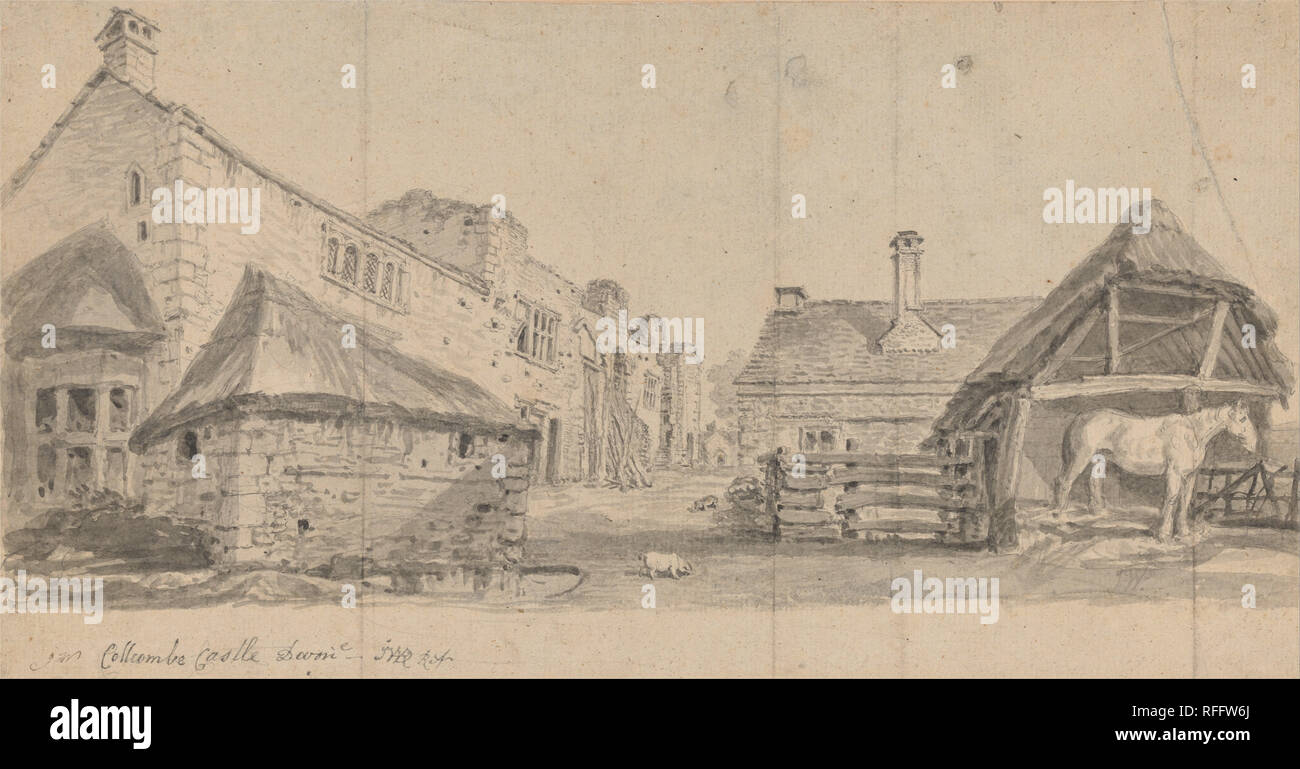 Collcombe Schloss, Devonshire. Zeichnung. Graphit und grau Waschen auf Medium, mäßig strukturiertem, beige Bütten. Höhe: 257 mm (10.11 in); Breite: 489 mm (19.25 in). Autor: James Ward. Stockfoto