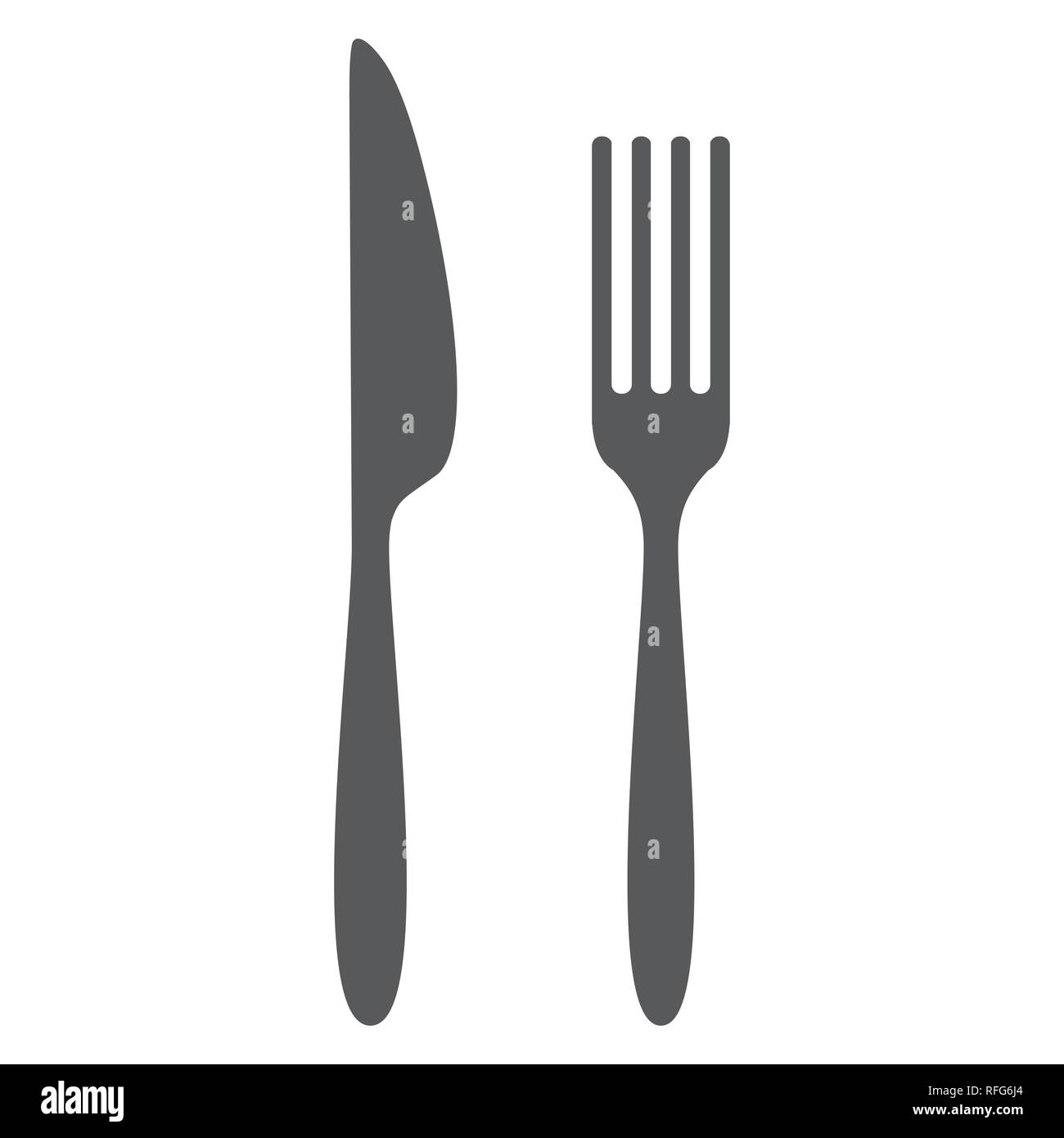 Gabel Messer Zeichen einfache Symbol in grauen Farben Stock Vektor