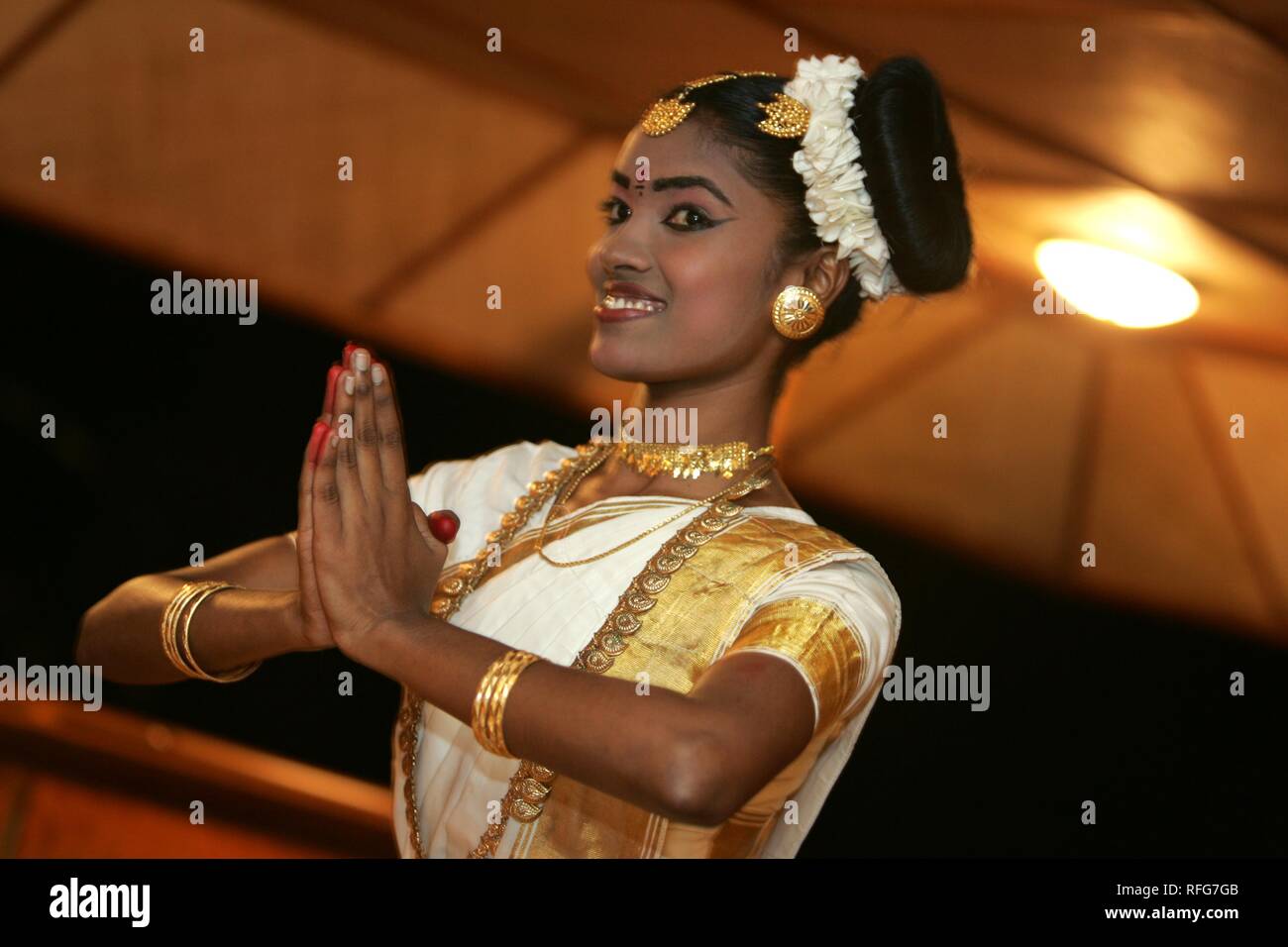 Traditionell Mohiniattam Tanz, Kerala, Indien Stockfoto