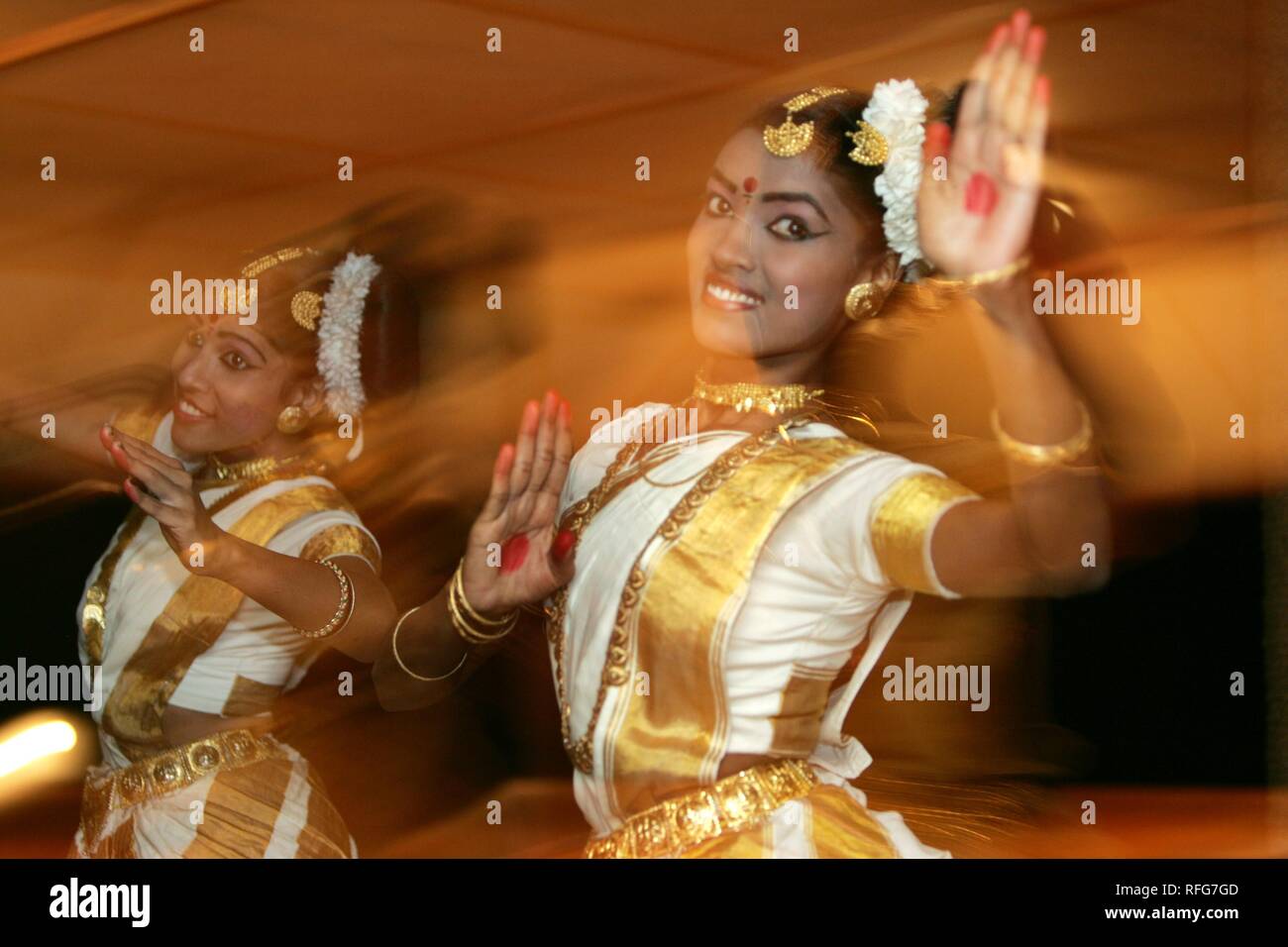 Traditionell Mohiniattam Tanz, Kerala, Indien Stockfoto