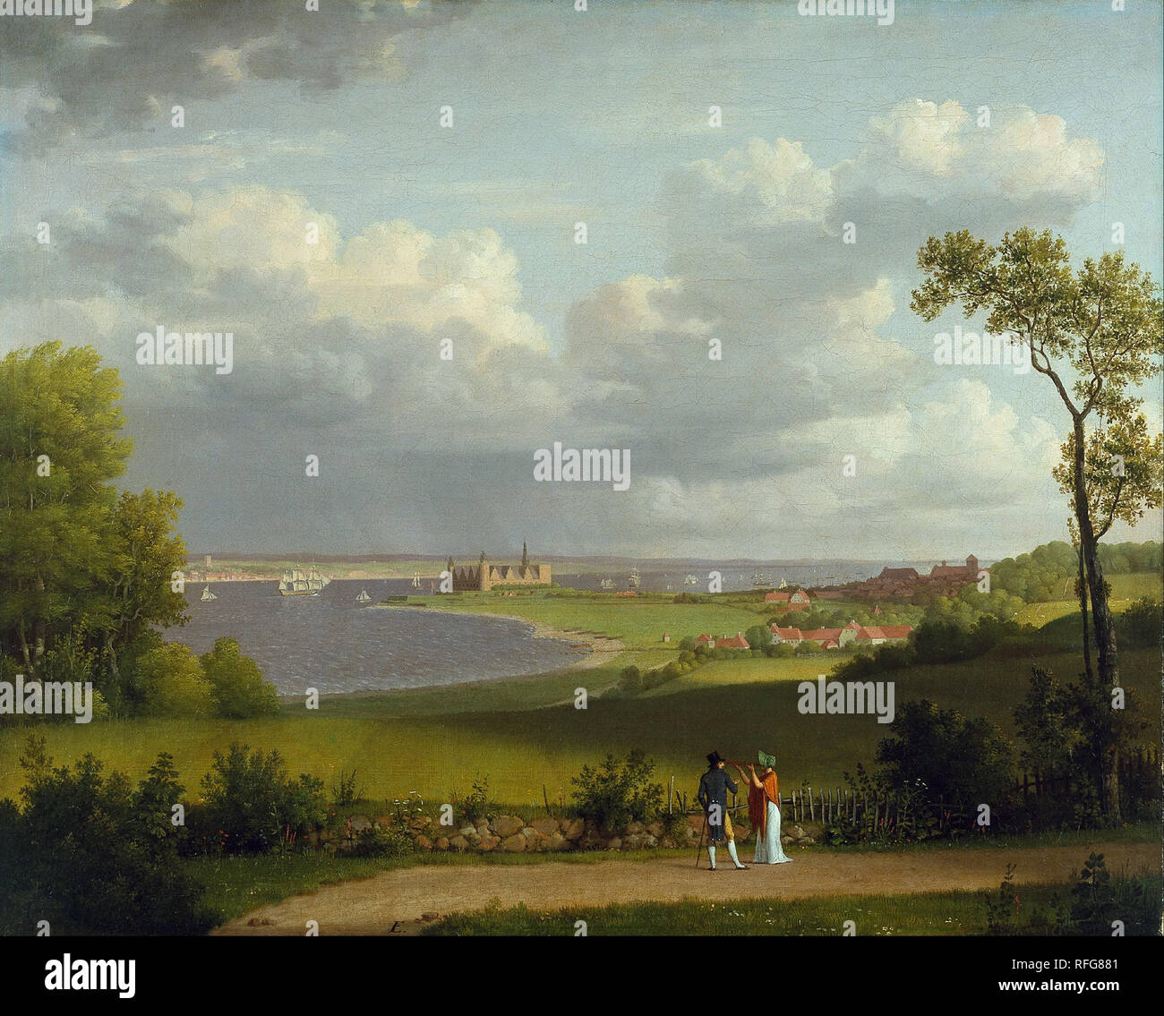 Blick nach Norden von Schloss Kronborg. Datum/Zeit: Ca. 1810. Malerei. Breite: 78 cm. Höhe: 62,5 cm. Autor: Christoffer Wilhelm Eckersberg. Stockfoto