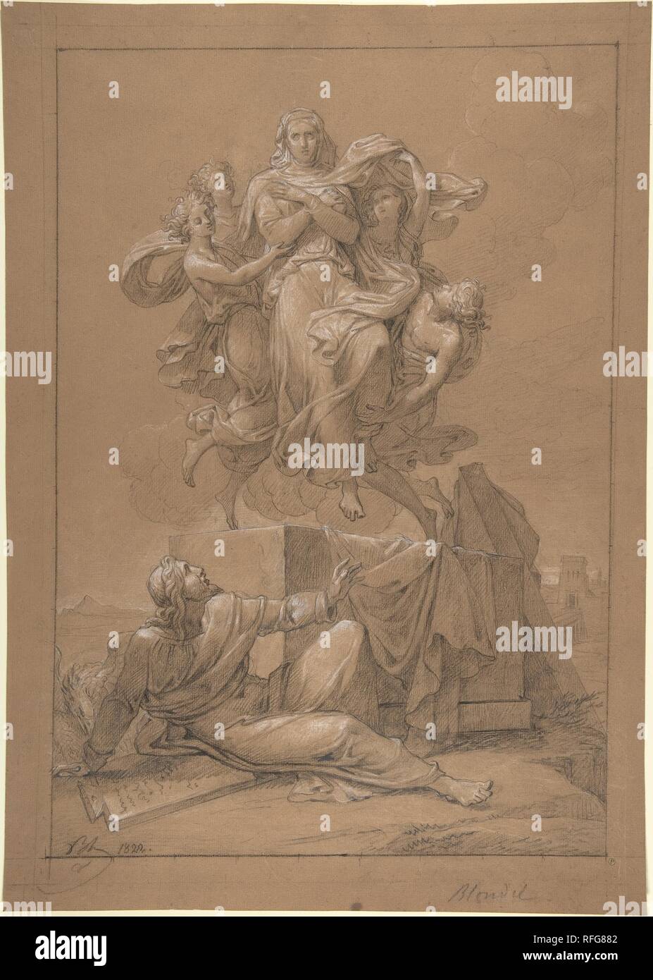 Die Himmelfahrt der Jungfrau. Artist: Merry Joseph Fagnani (Französisch, Paris 1781-1853 Paris). Abmessungen: Insgesamt: 17 5/8 x 12 9/16 in. (44,7 x 31,9 cm) Block: 15 3/4 x 10 7/8 in. (40 x 27,6 cm). Datum: 1822. Museum: Metropolitan Museum of Art, New York, USA. Stockfoto