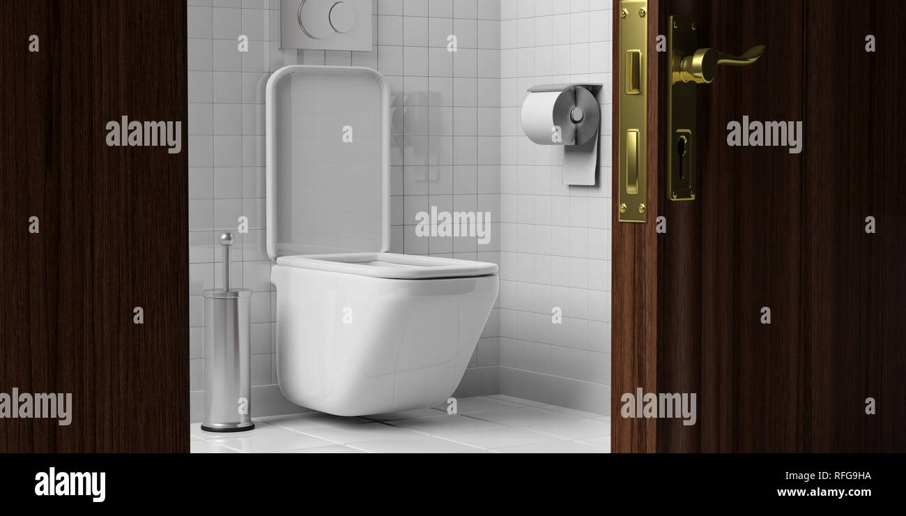 WC, Toilette. Weiß wc-Schüssel und Zubehör auf Fliesen für Wand und ... WC, Toilette. Weiß wc-Schüssel und Zubehör auf Fliesen für Wand und ...