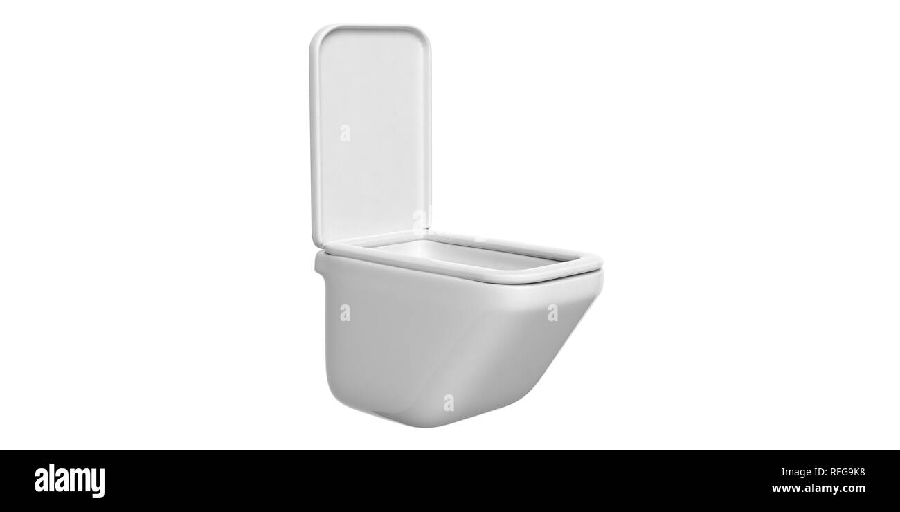 WC, Toilette. Wc-Schüssel isolierten Ausschnitt auf weißen Hintergrund. 3D-Darstellung Stockfoto