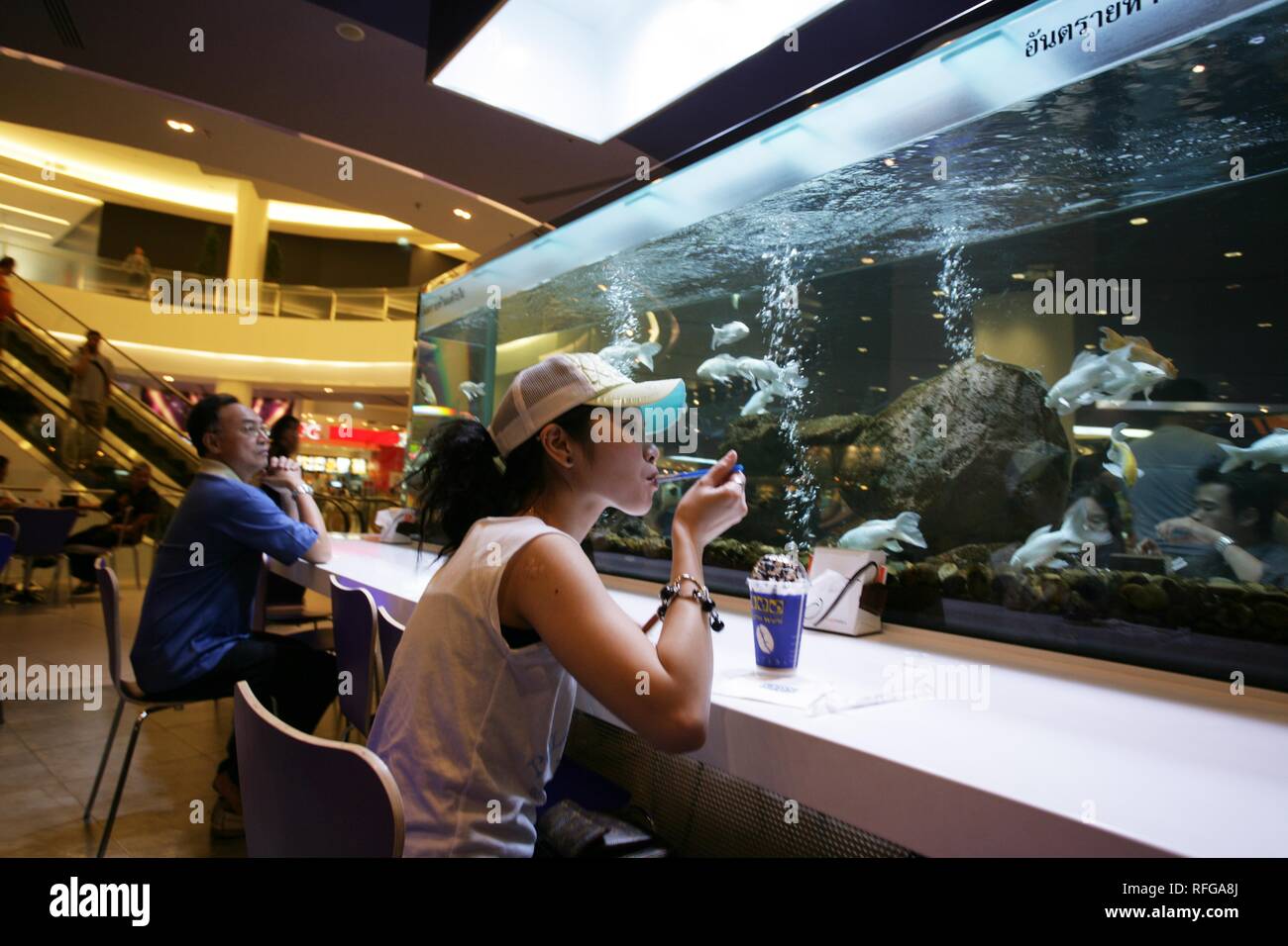 THA Thailand Bangkok Paragon Center. modernes Einkaufszentrum am Siam Platz eröffnet 2006. Food Court. | Stockfoto