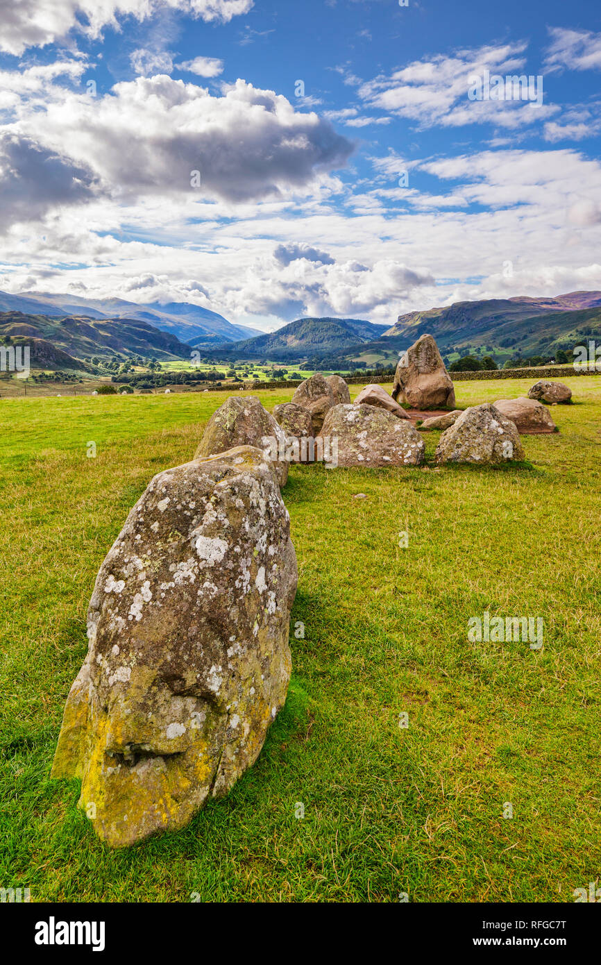 Castlerigg Steinkreis, eine megalithische ring Monument in der Nähe von Keswick, Cumbria. Stockfoto
