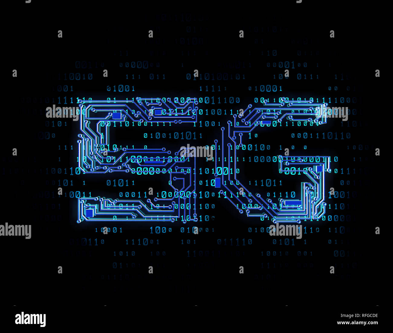 5G-Technologie, moderne Netzwerkkommunikation, Leiterplatte Stockfoto