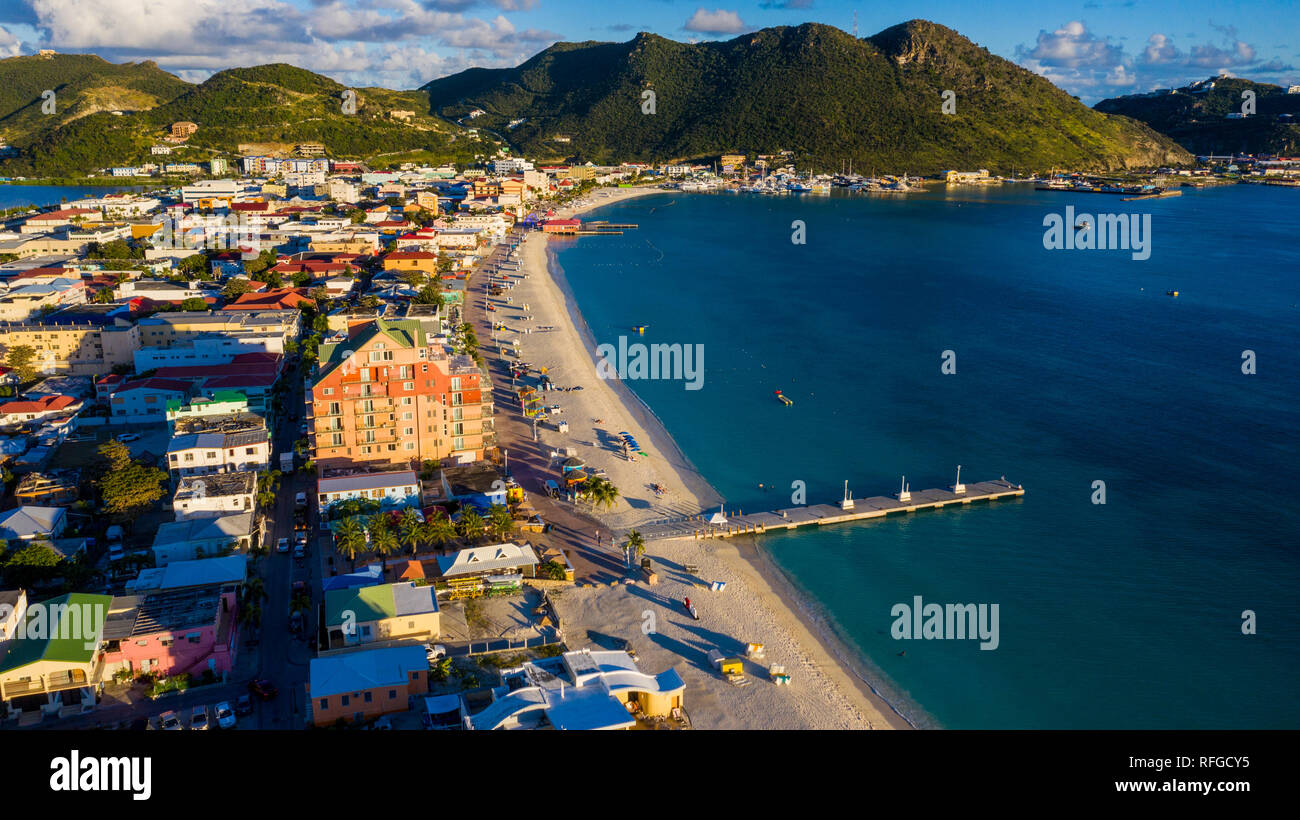 Great Bay Beach, Philipsburg, St. Martin, St. Martin, Insel Sint Maarten Karibik Stockfoto
