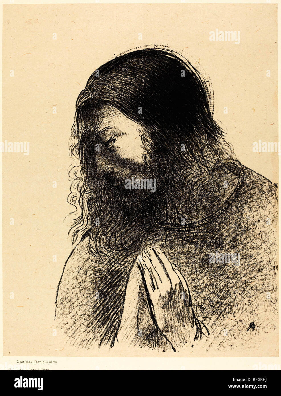 C'est moi, Jean, qui ai Vu et qui ai Oie ces choses (Und ich, Johannes, sah diese Dinge und hörte es. Stand: 1899. Medium: Lithographie. Museum: Nationalgalerie, Washington DC. Autor: Odilon Redon. Stockfoto