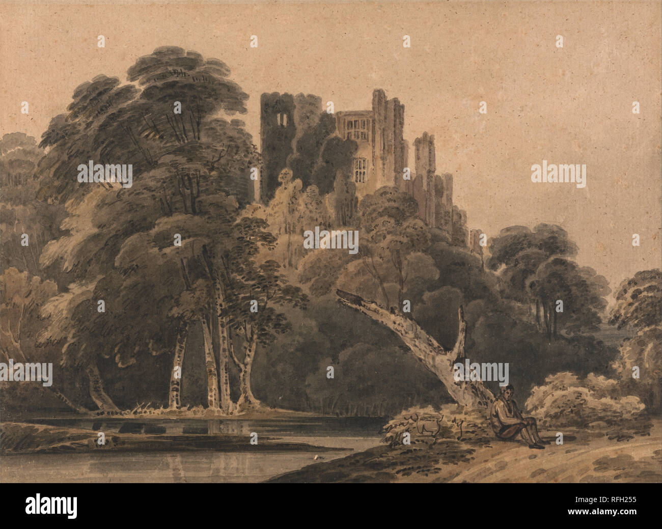 Berry Pomeroy Castle, Devon. Malerei. Aquarell. Höhe: 252 mm (9,92 in); Breite: 344 mm (13,54 in). Autor: unbekannter Künstler. Stockfoto