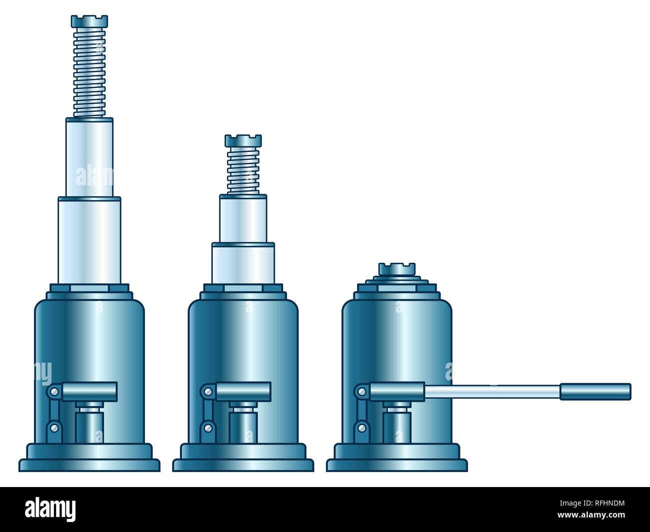 Darstellung der hydraulischen Wagenheber einstellen Stock Vektor