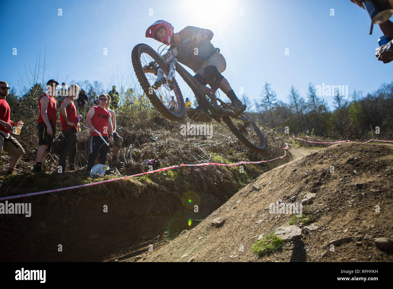 BUCS Universität Mountainbike Downhill 19/04/2018 Stockfoto