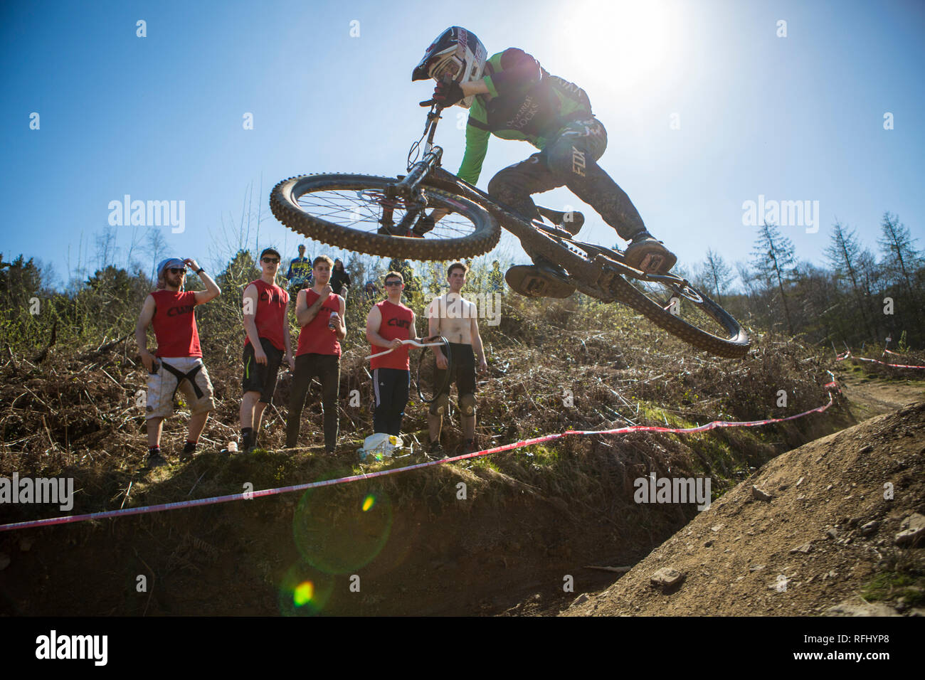 BUCS Universität Mountainbike Downhill 19/04/2018 Stockfoto