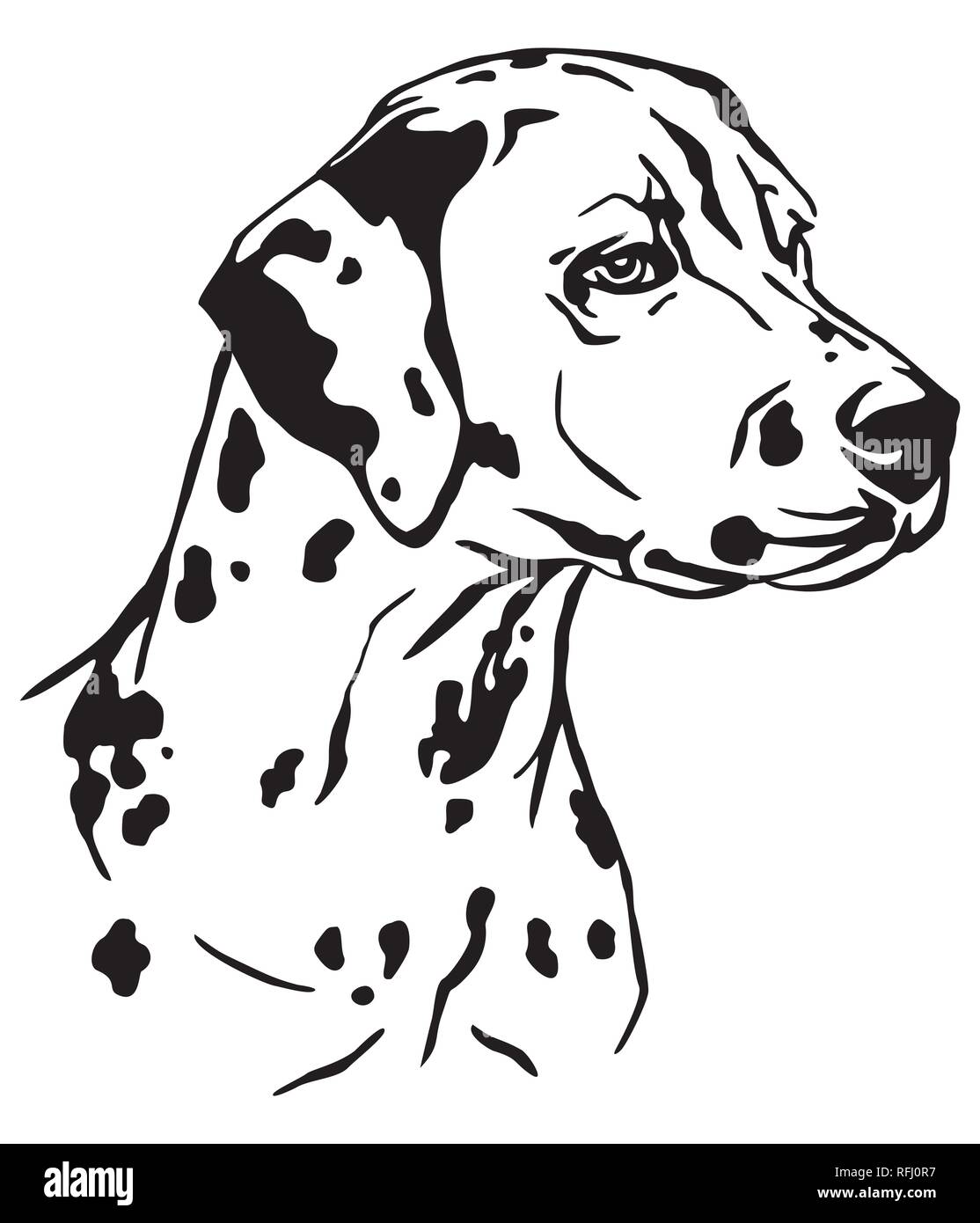 Dekorative Umrisse Portrait von Hund Dalmatiner im Profil, Vector