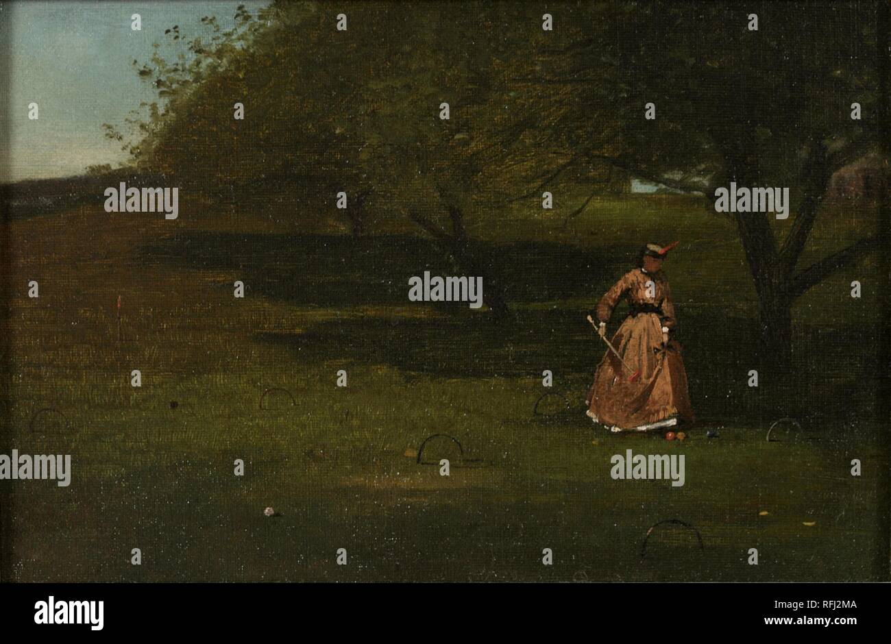 Krocket Player. Datum/Zeit: Ca. 1865. Malerei. Öl auf Leinwand. Höhe: 8.1 (20,6 cm), Breite: 12,1 Zoll (30,7 cm). Autor: Winslow Homer. Stockfoto